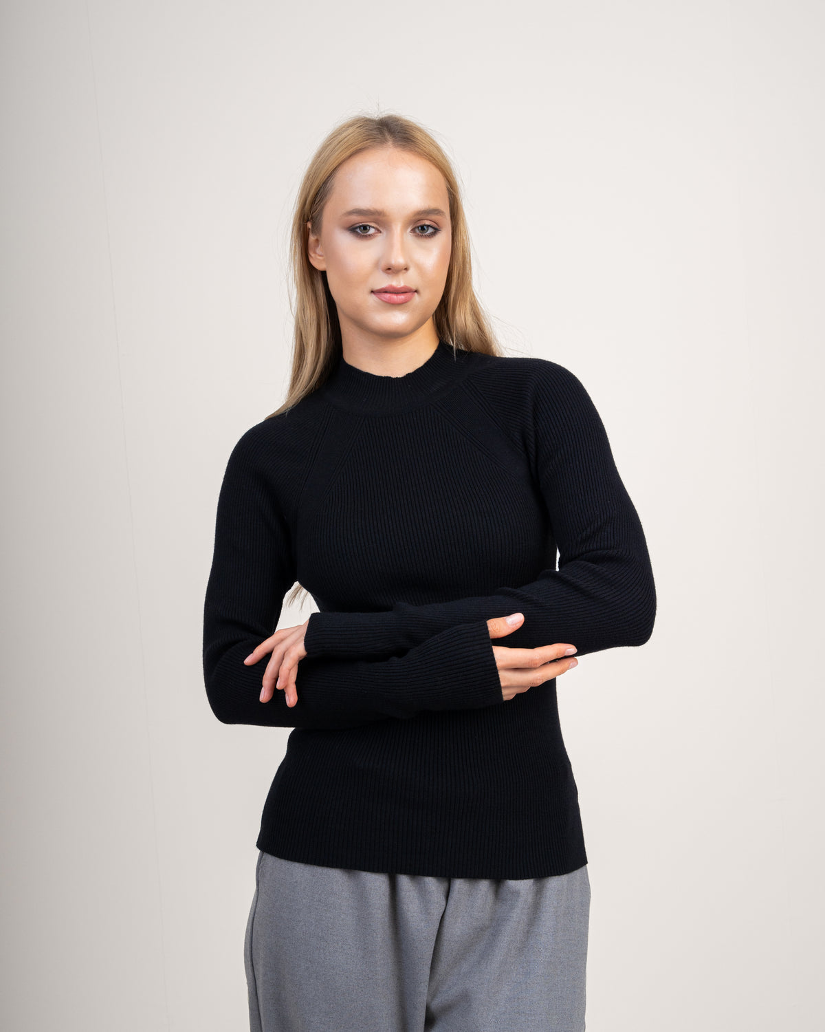Plain Basic Top - With Neckline Stripes