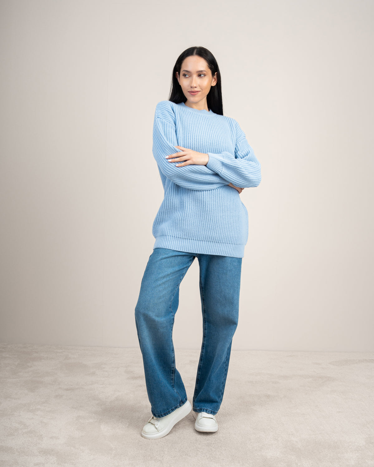 Plain Textured Knitwear Pullover