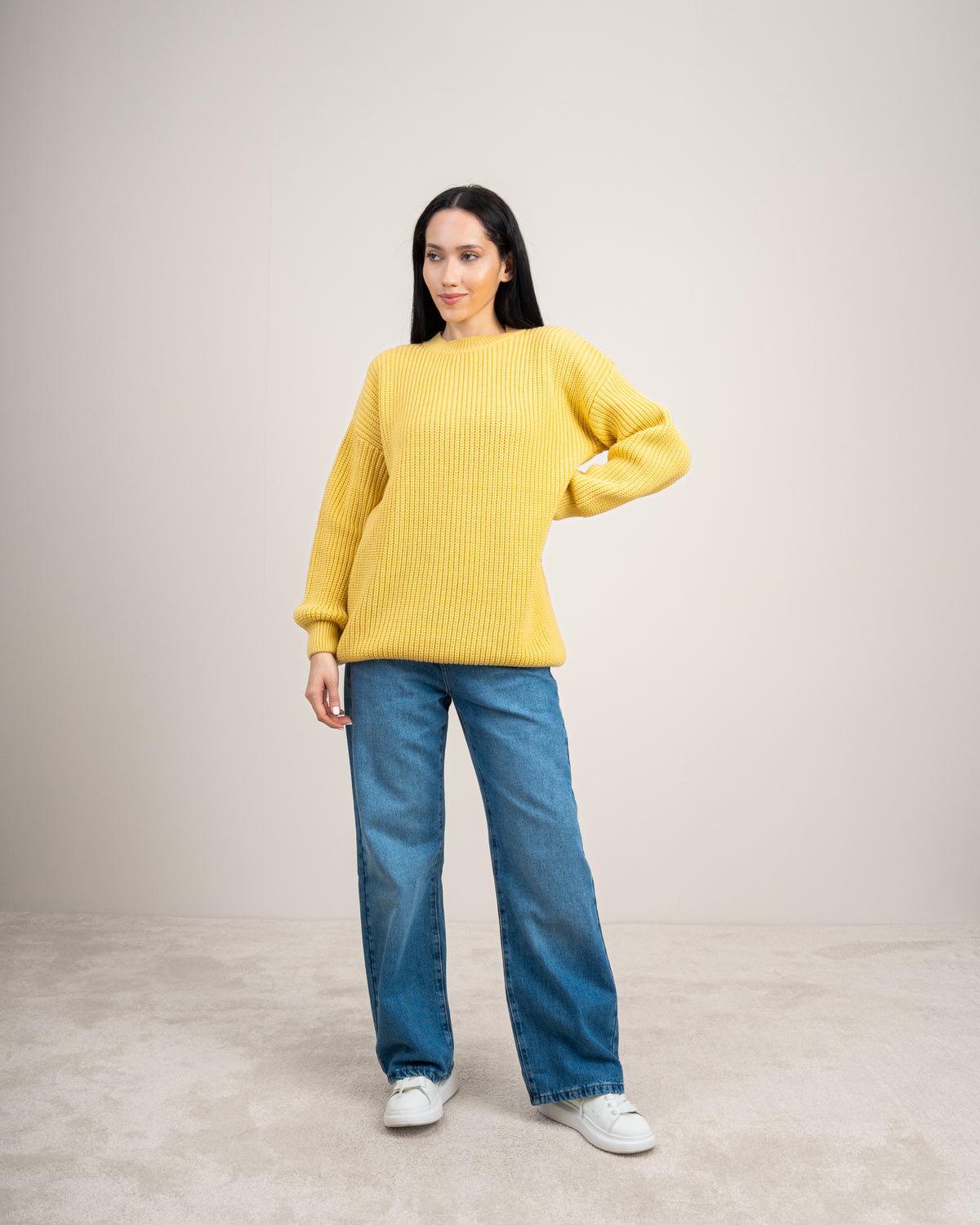 Plain Textured Knitwear Pullover