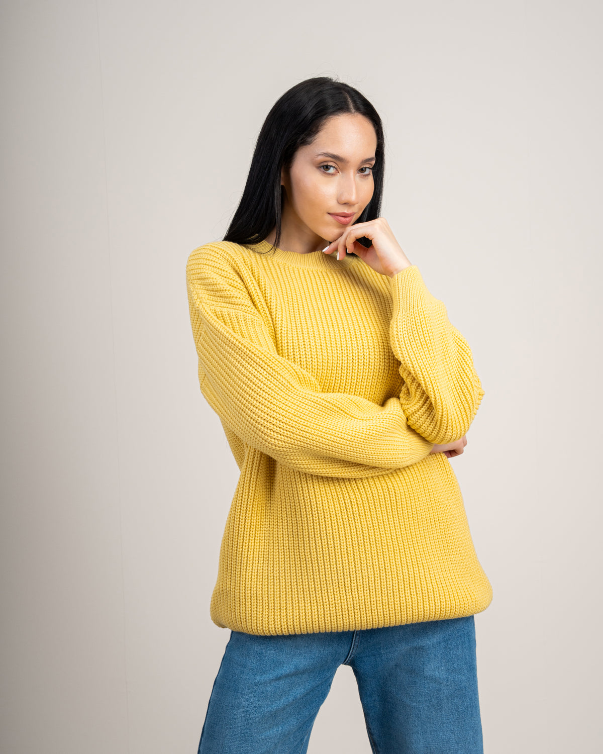 Plain Textured Knitwear Pullover