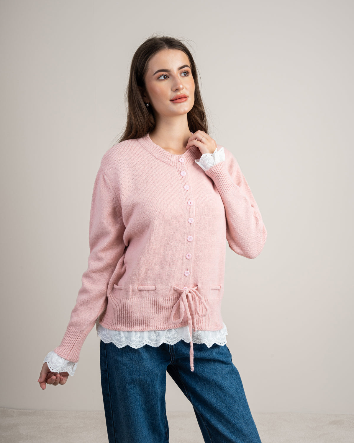 Lace Detail Knitwear Pullover