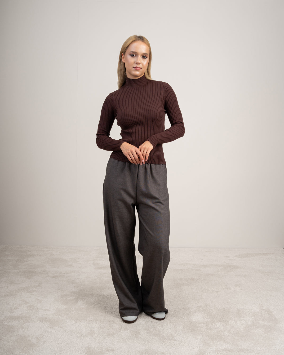 Plain Basic Top With Mock Neck