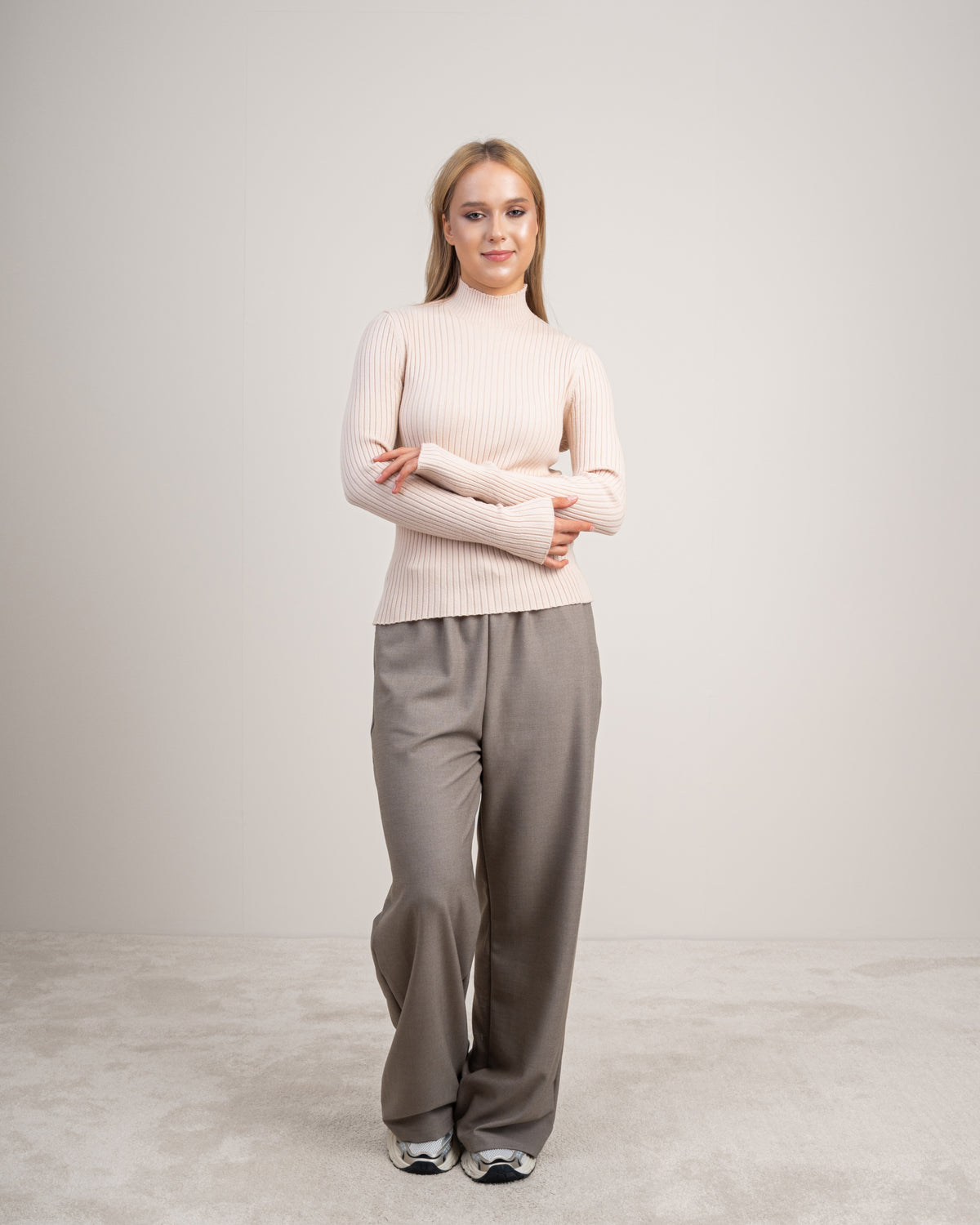 Plain Basic Top With Mock Neck