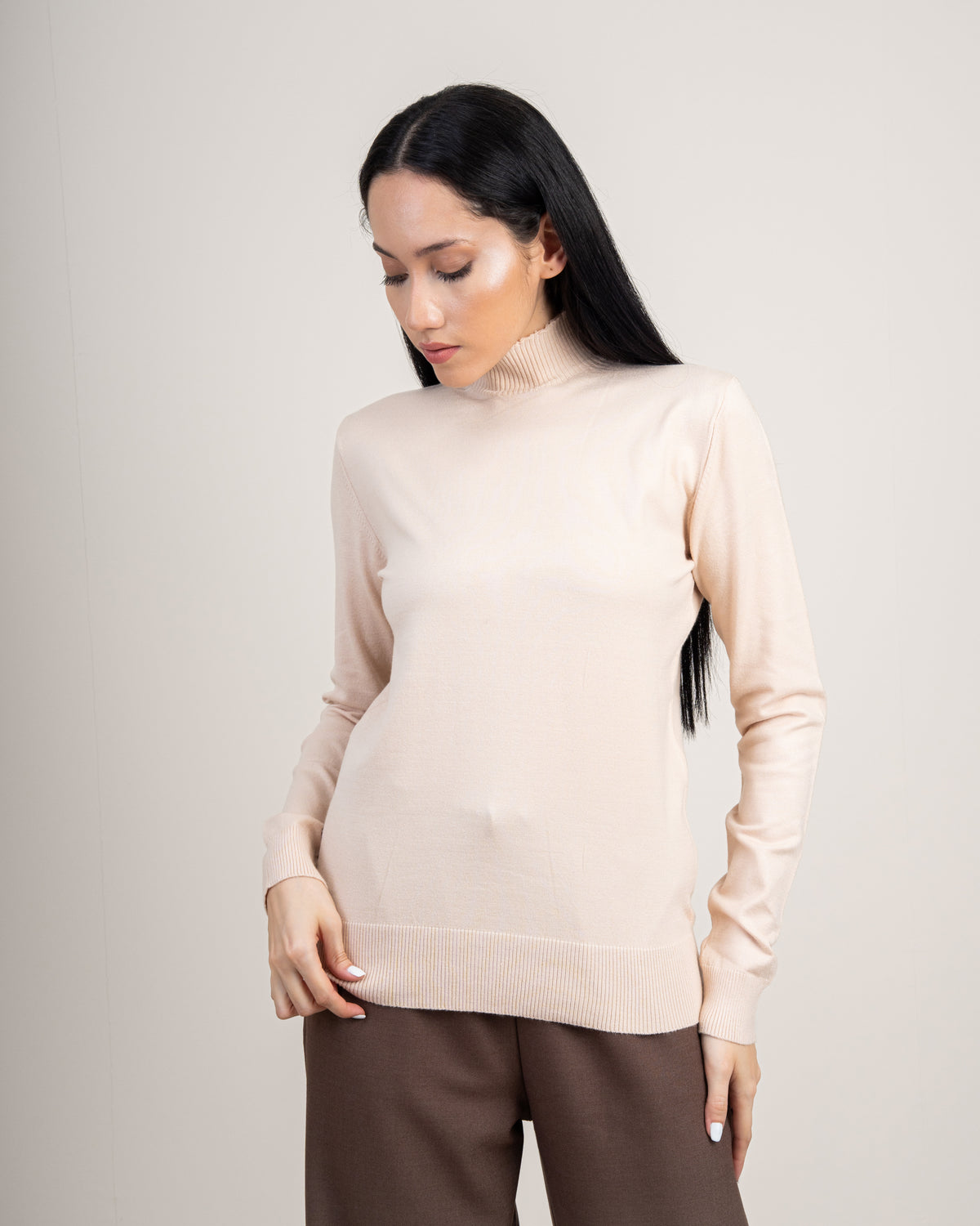 Plain Basic Top - With Neckline Stripes