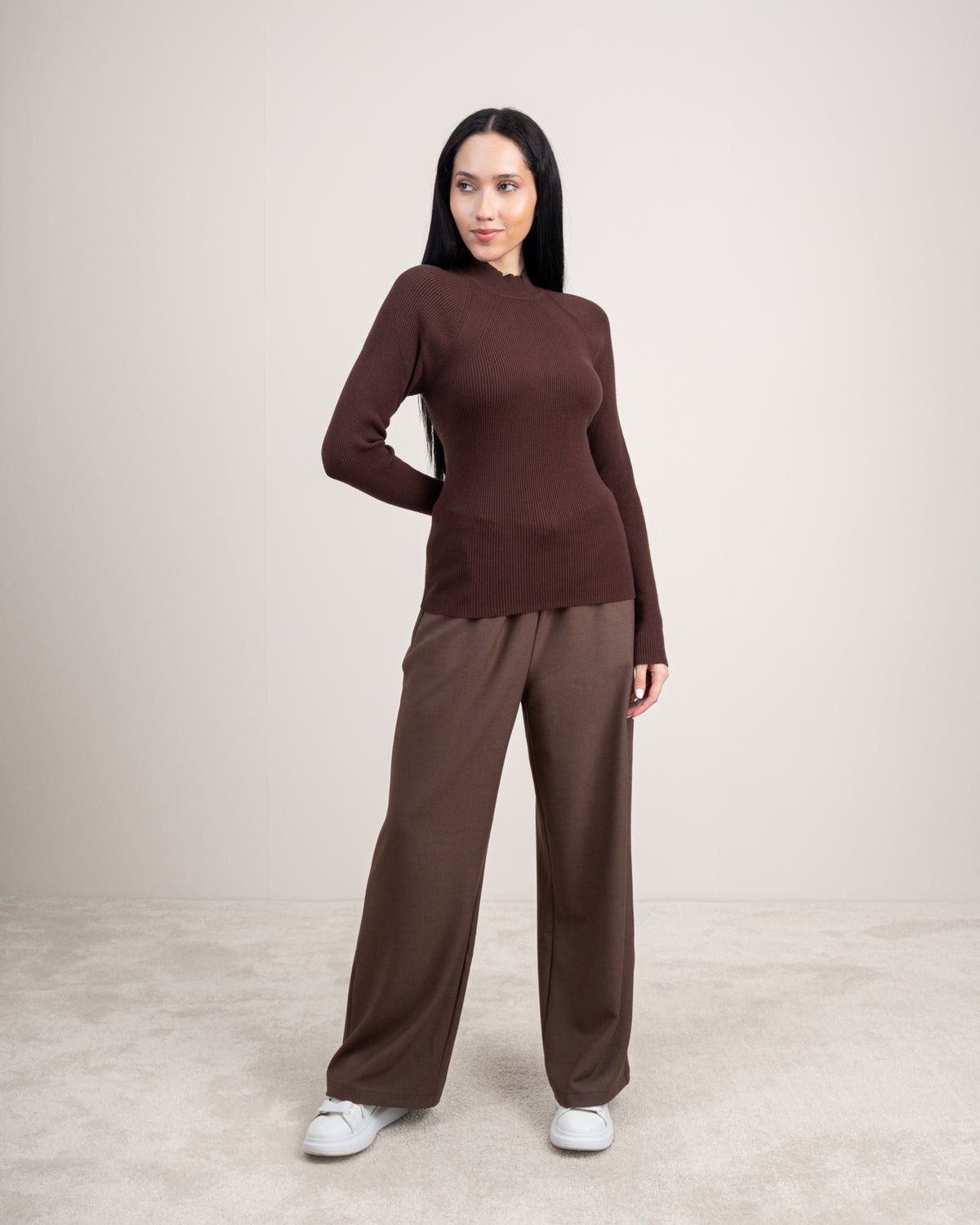Plain Basic Top - With Neckline Stripes