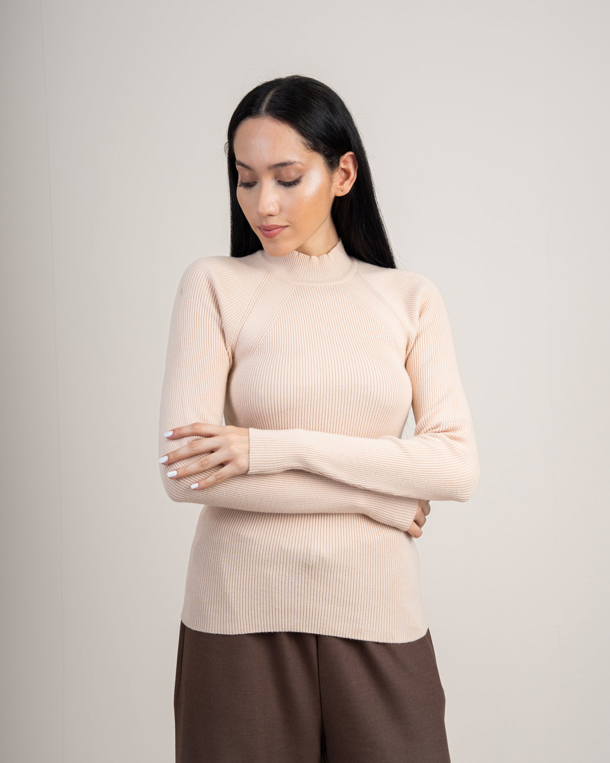 Plain Basic Top - With Neckline Stripes