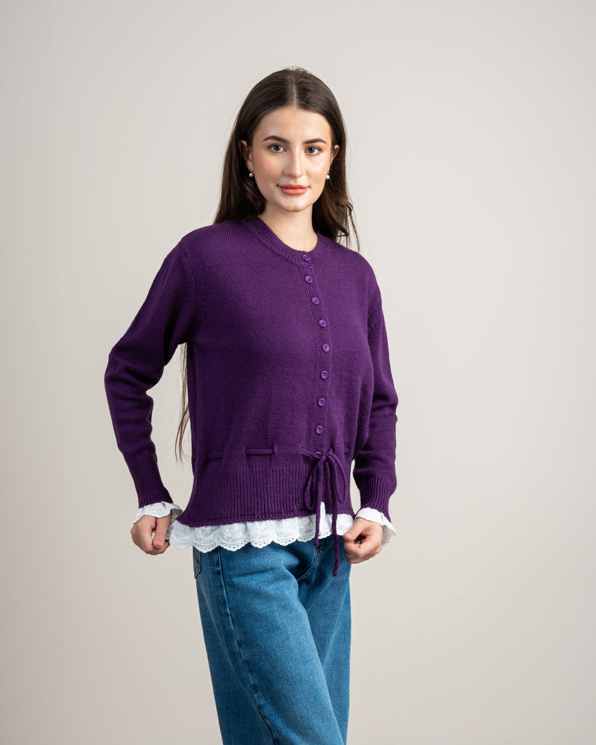 Lace Detail Knitwear Pullover