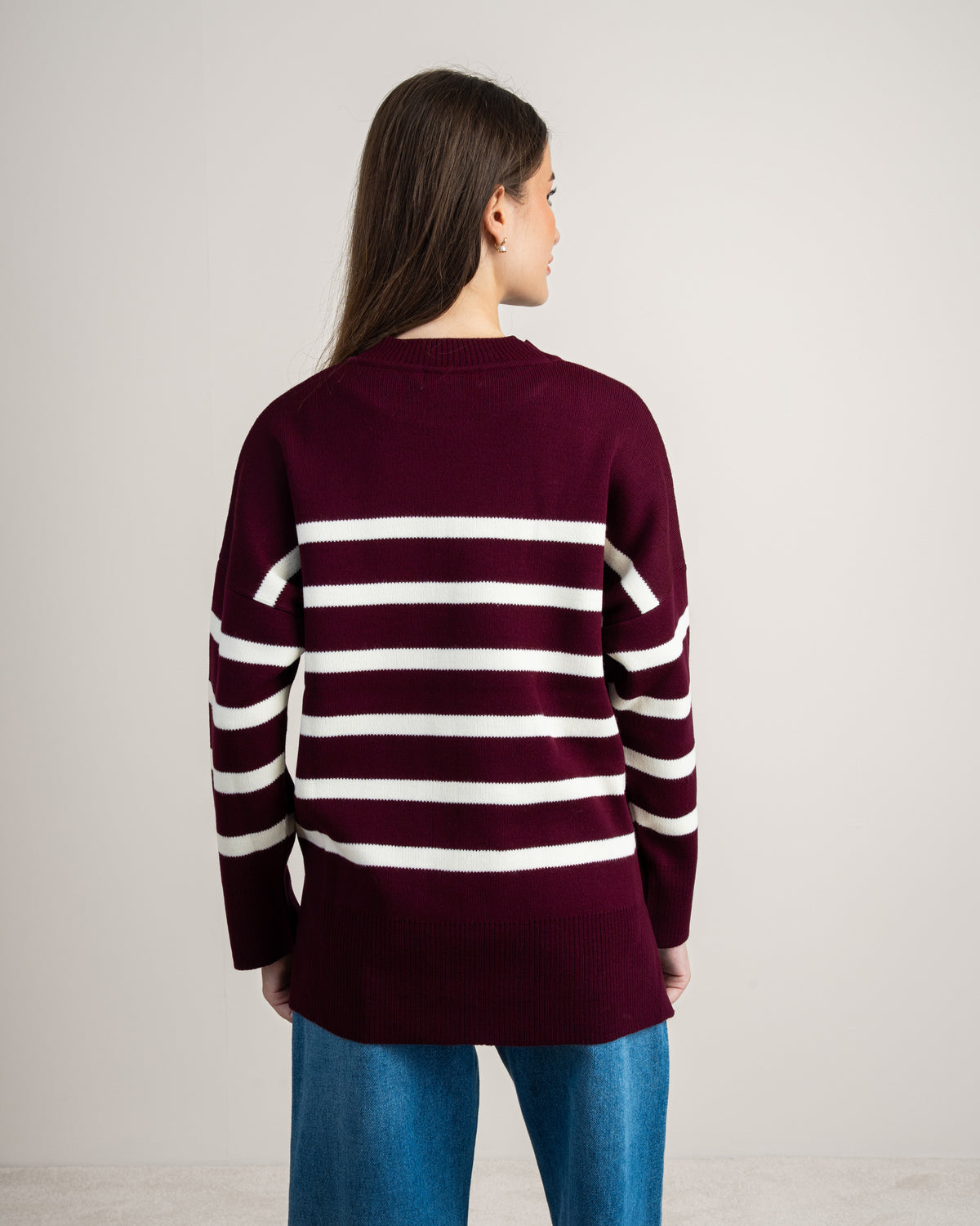 Long Striped Knitwear Pullover