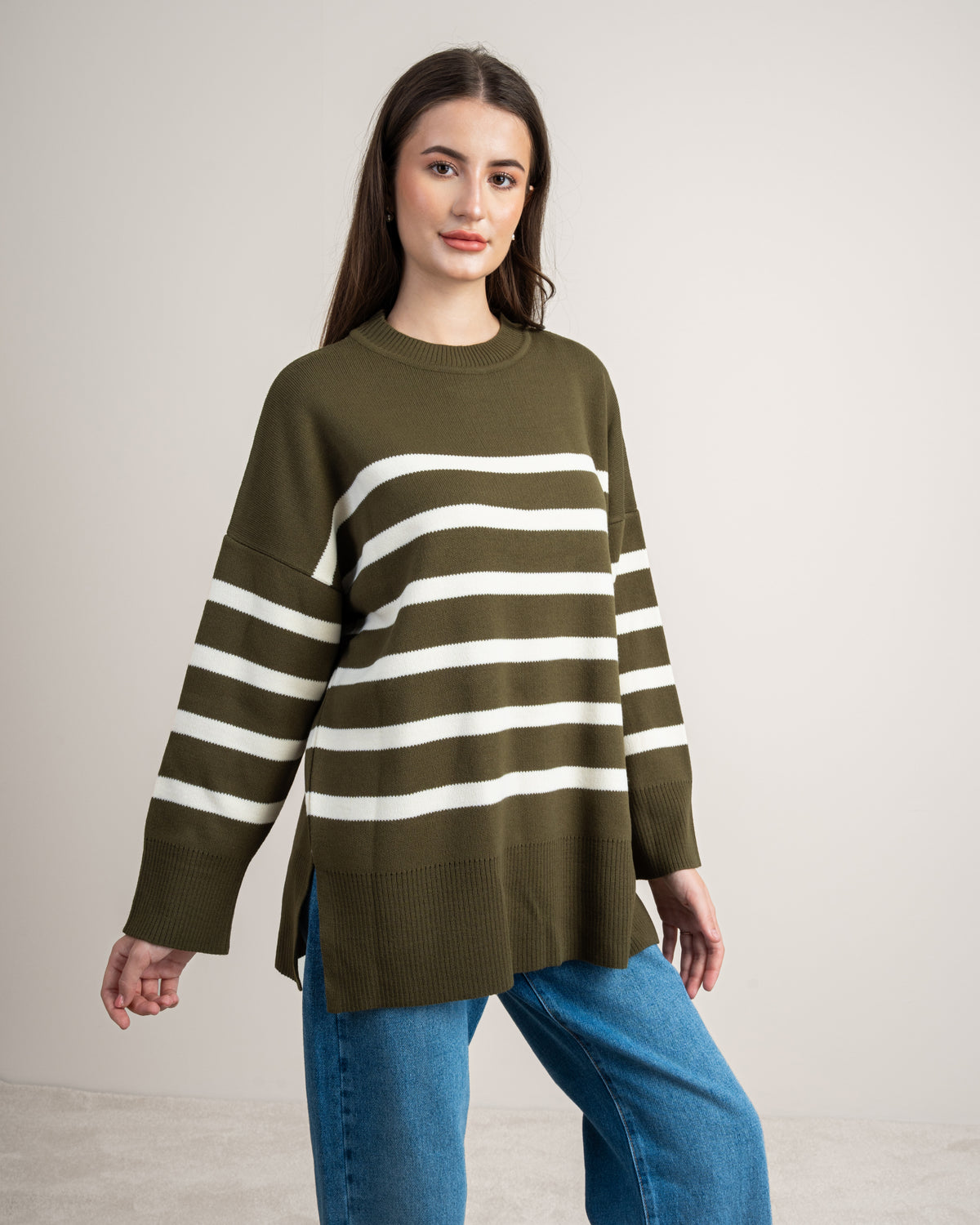 Long Striped Knitwear Pullover