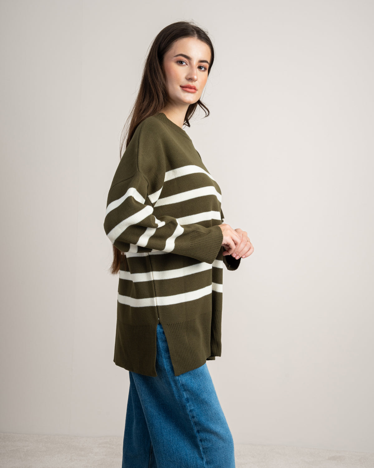 Long Striped Knitwear Pullover