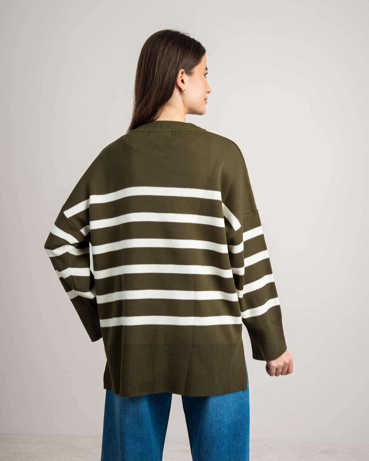 Long Striped Knitwear Pullover