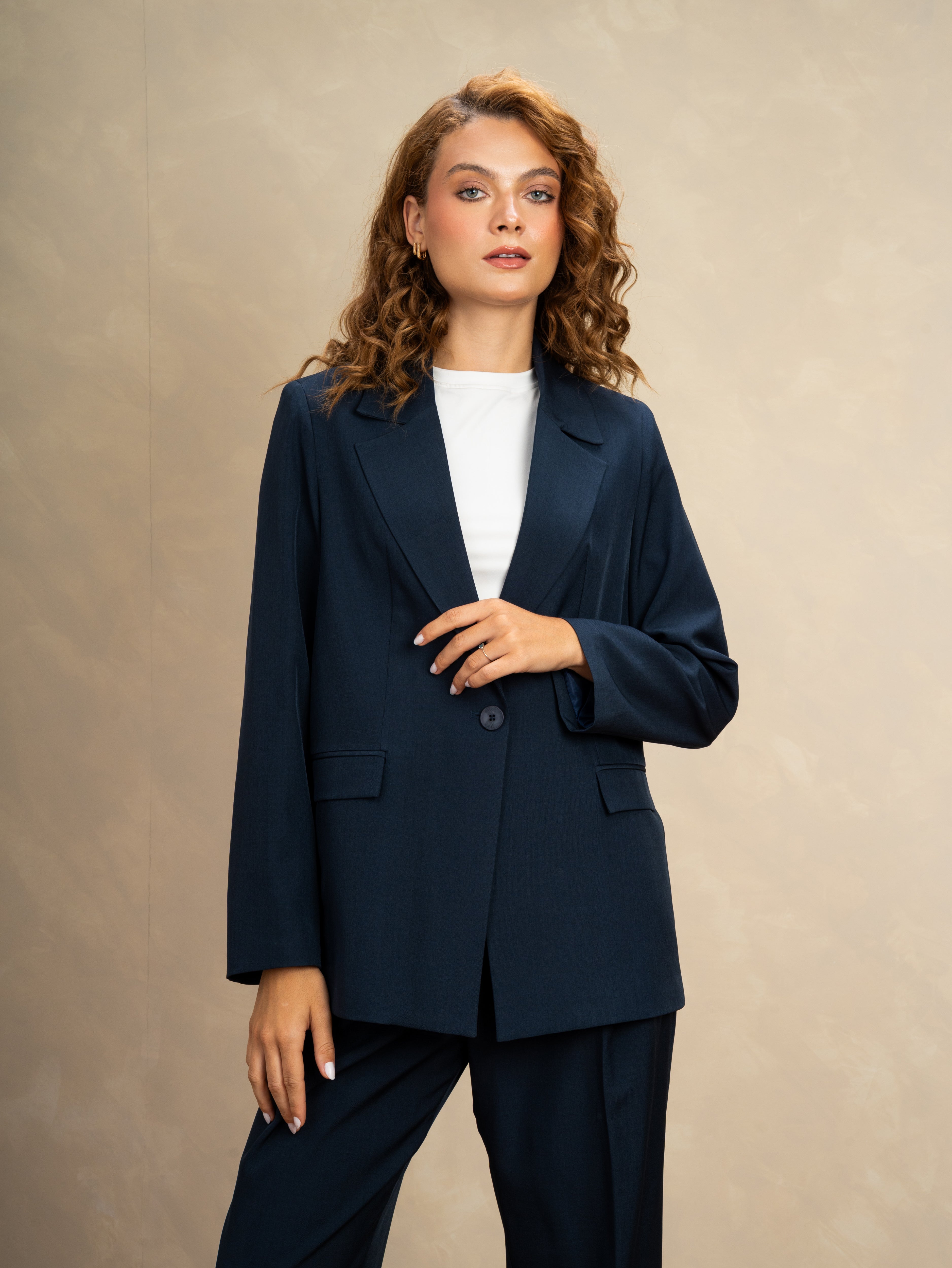 Long Single Button Formal Blazer
