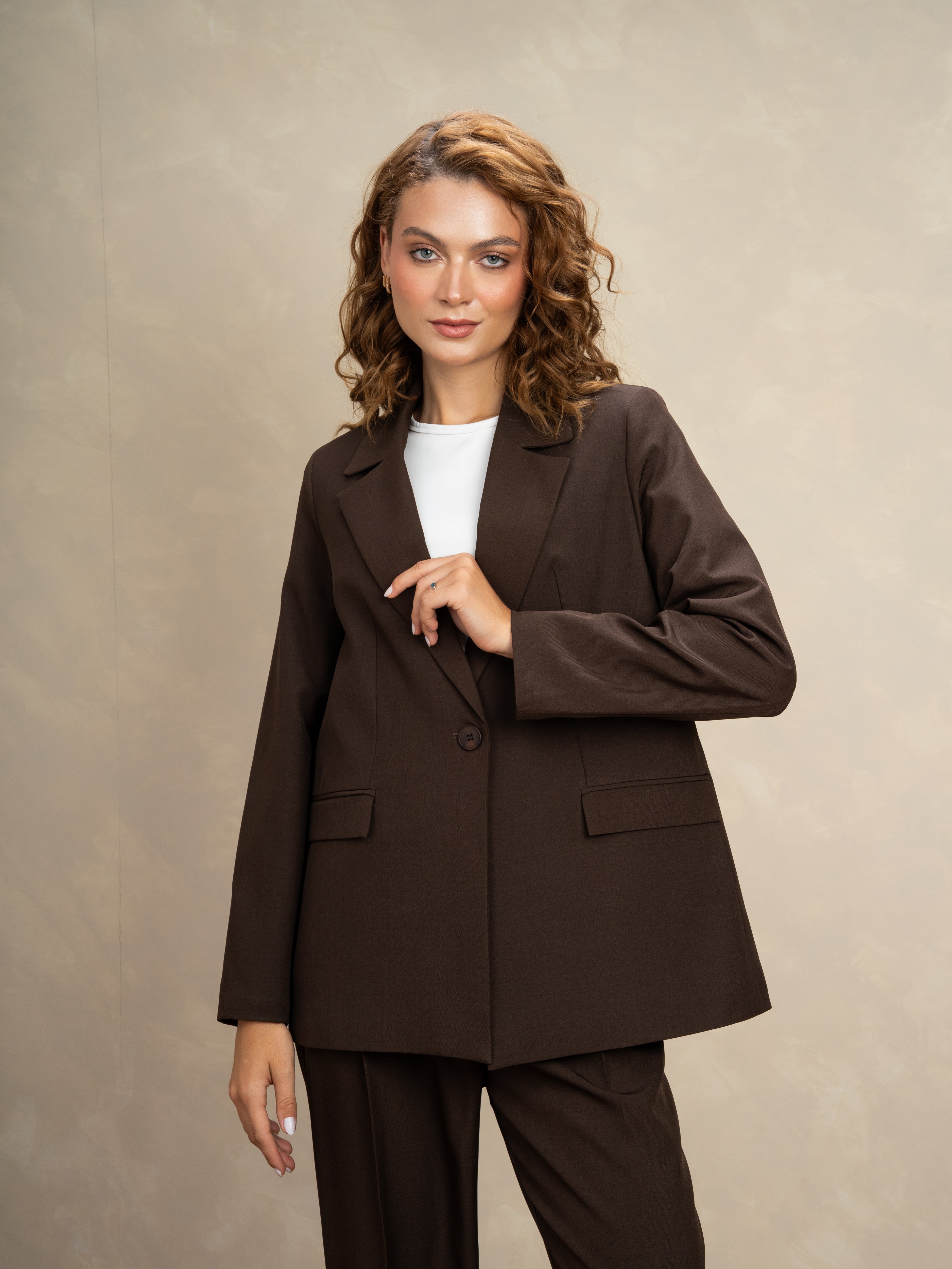 Long Single Button Formal Blazer