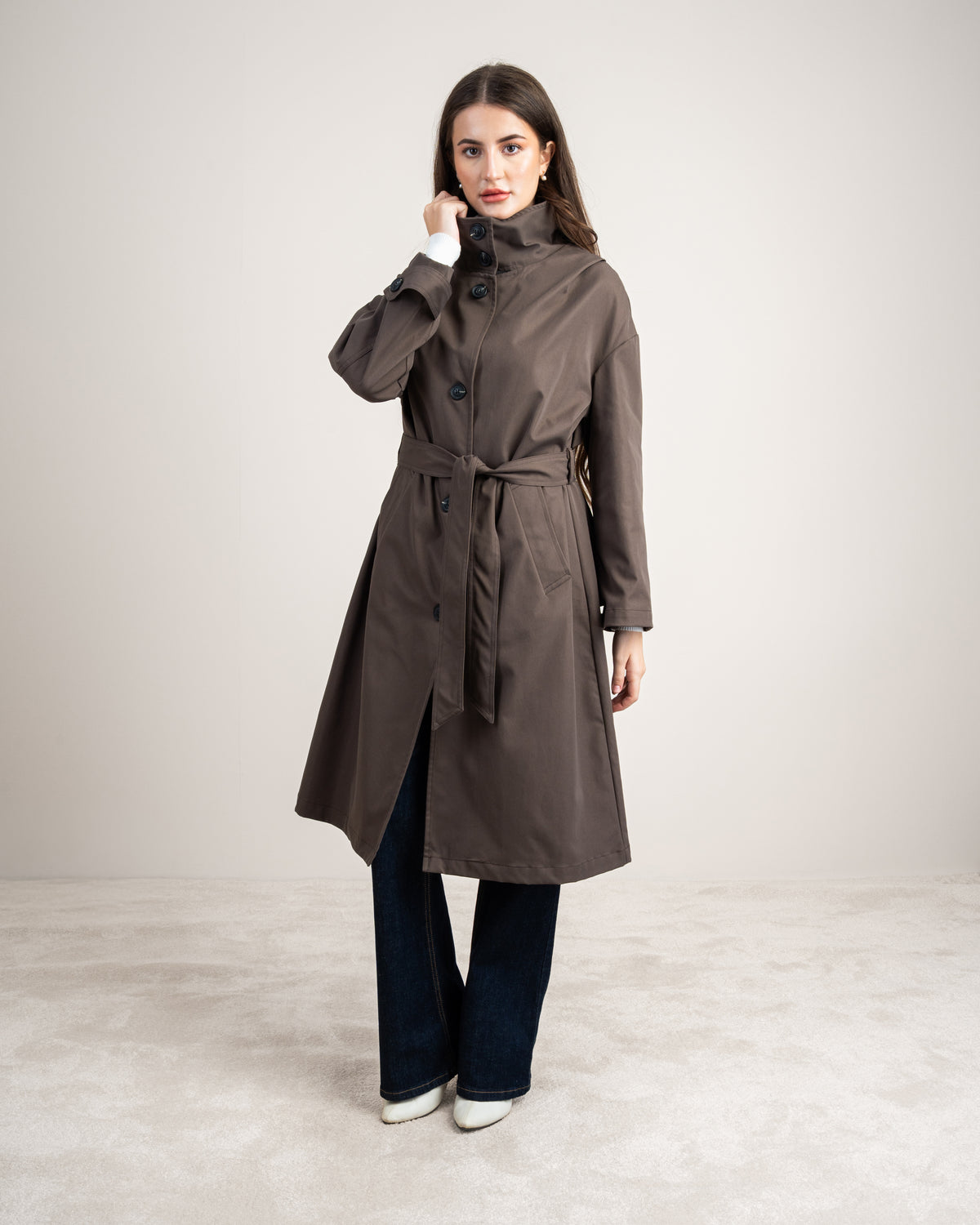Waterproof Trench Coat - With Belt And Buttons