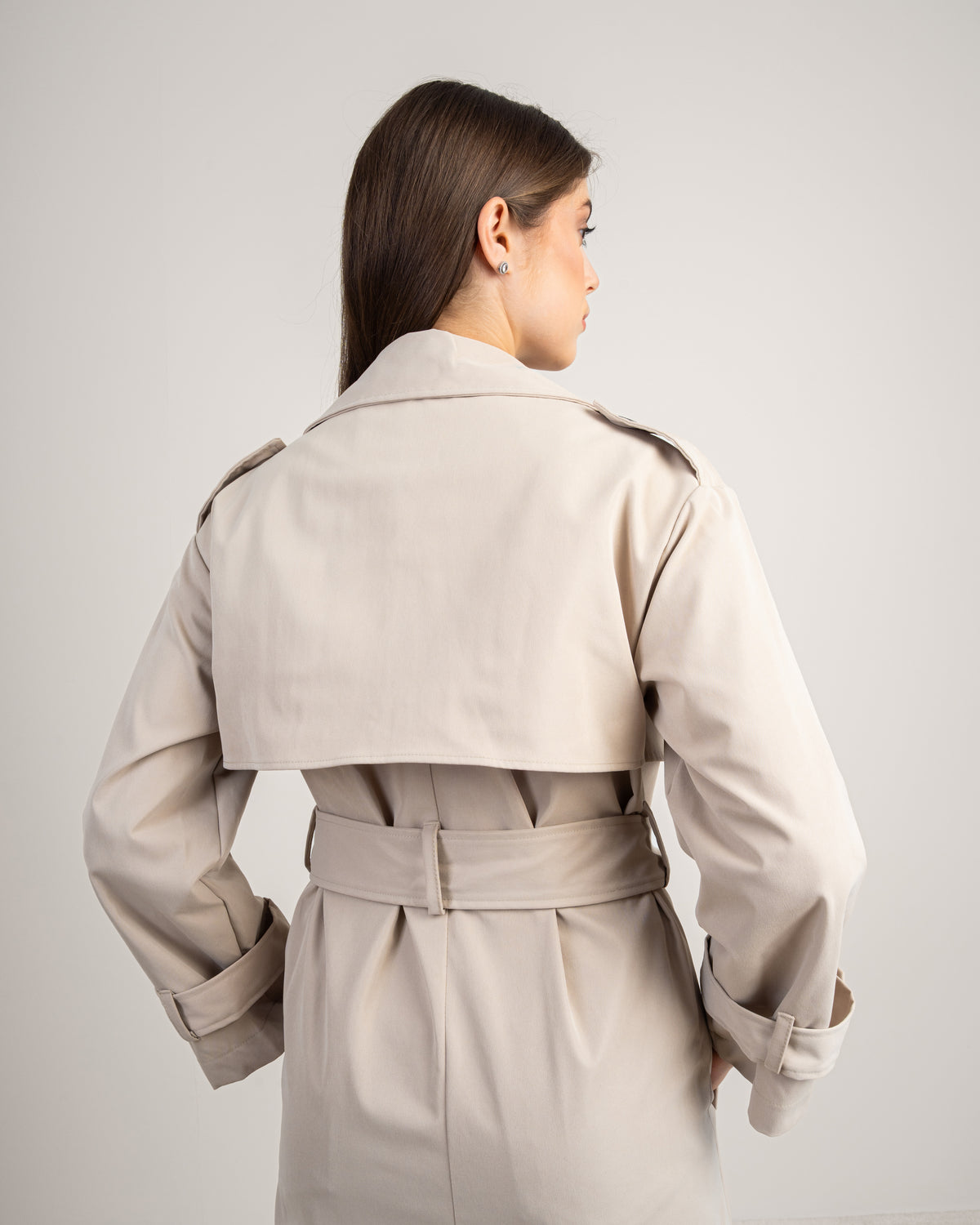Gabardine Trench Coat - With Belt And Buttons
