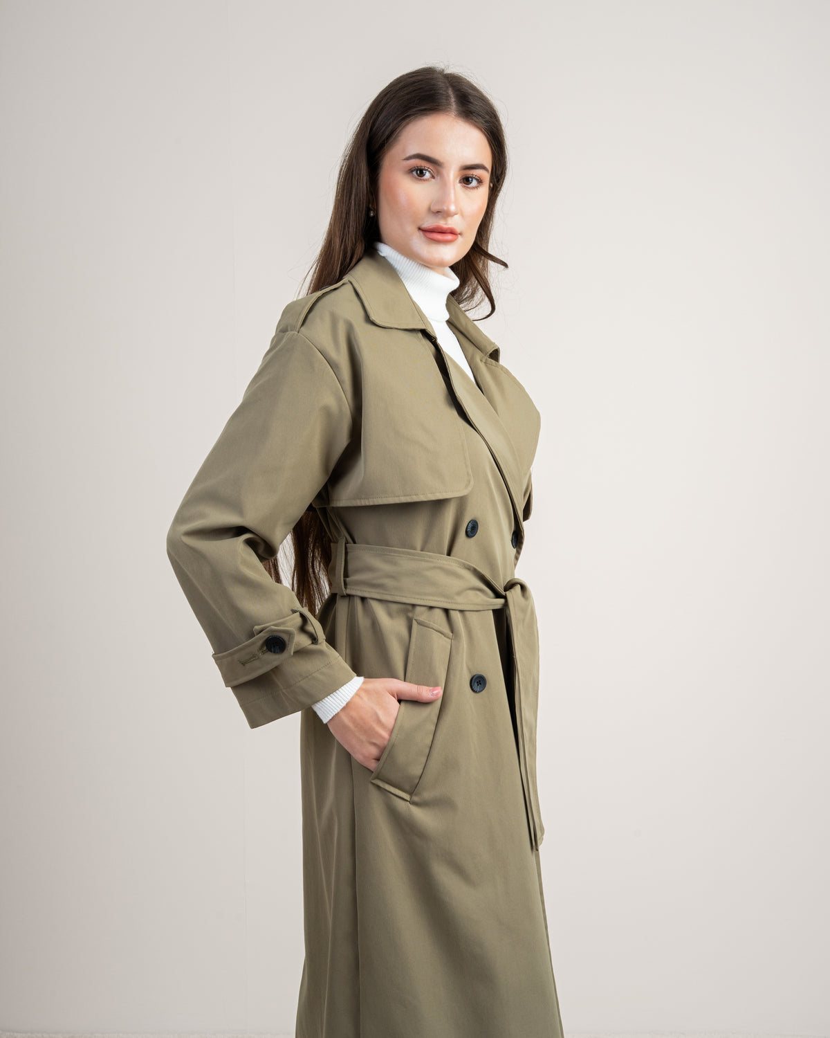 Gabardine Trench Coat - With Belt And Buttons