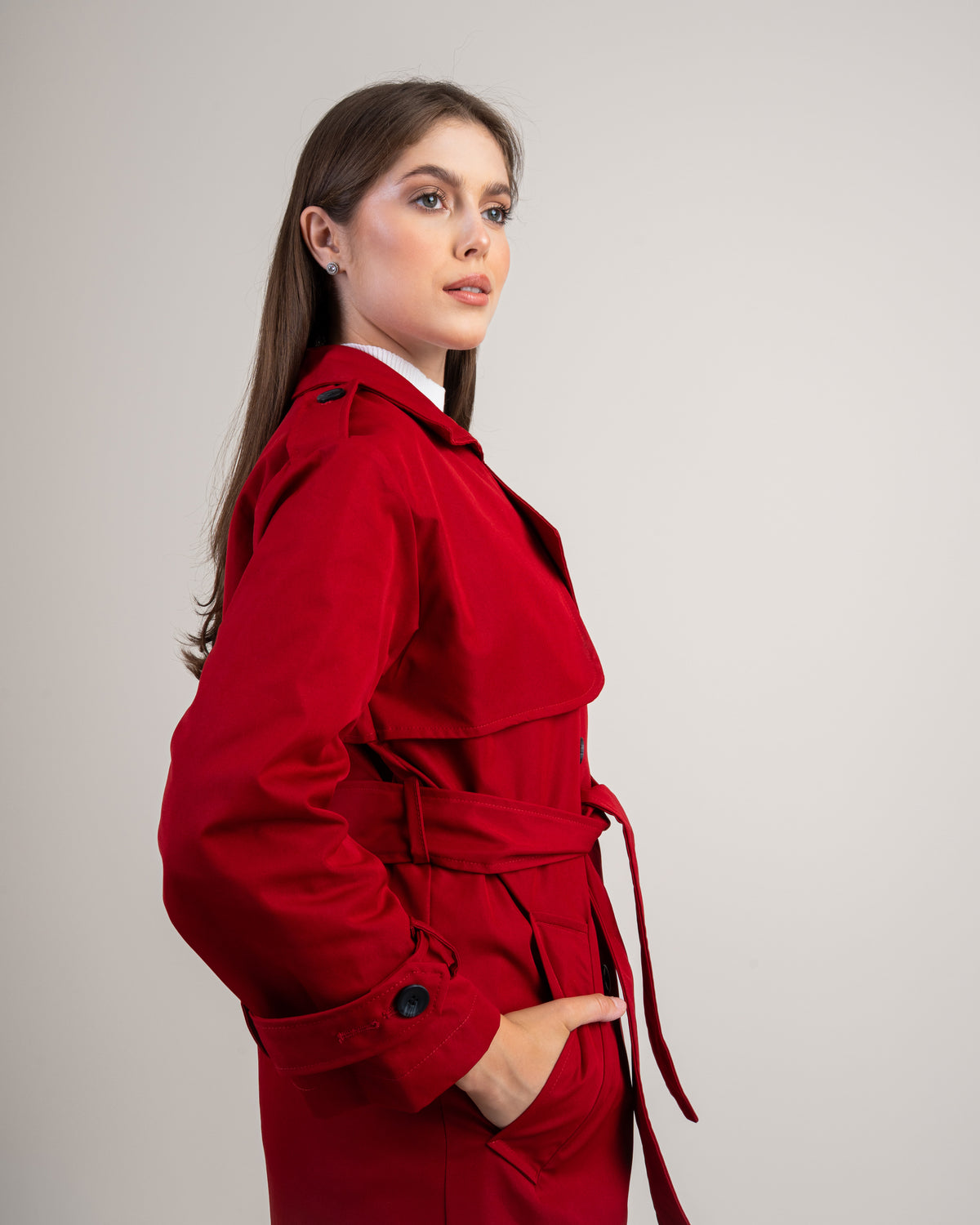 Gabardine Trench Coat - With Belt And Buttons