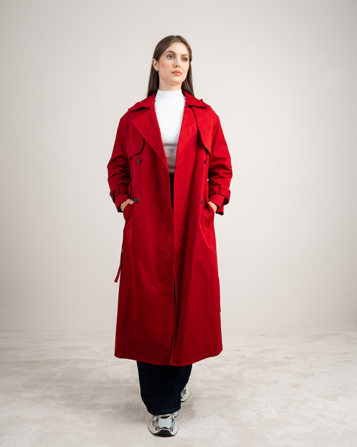 Gabardine Trench Coat - With Belt And Buttons