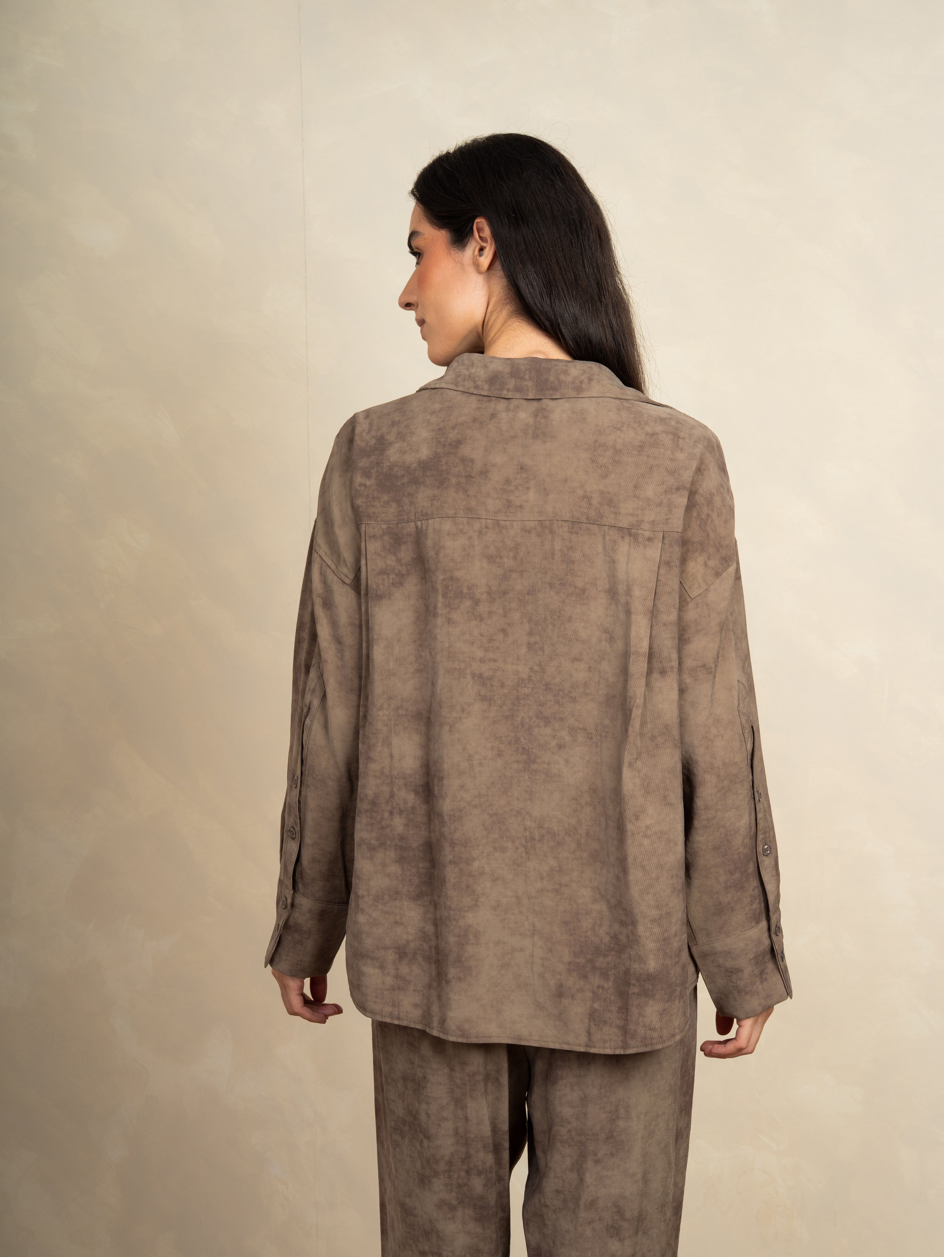 Plain Shirt With Sleeve Buttons - And Chest Pocket
