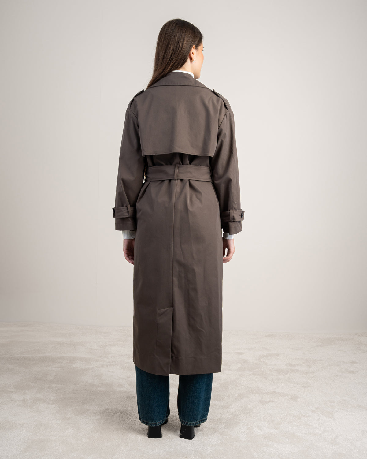 Gabardine Trench Coat - With Belt And Buttons