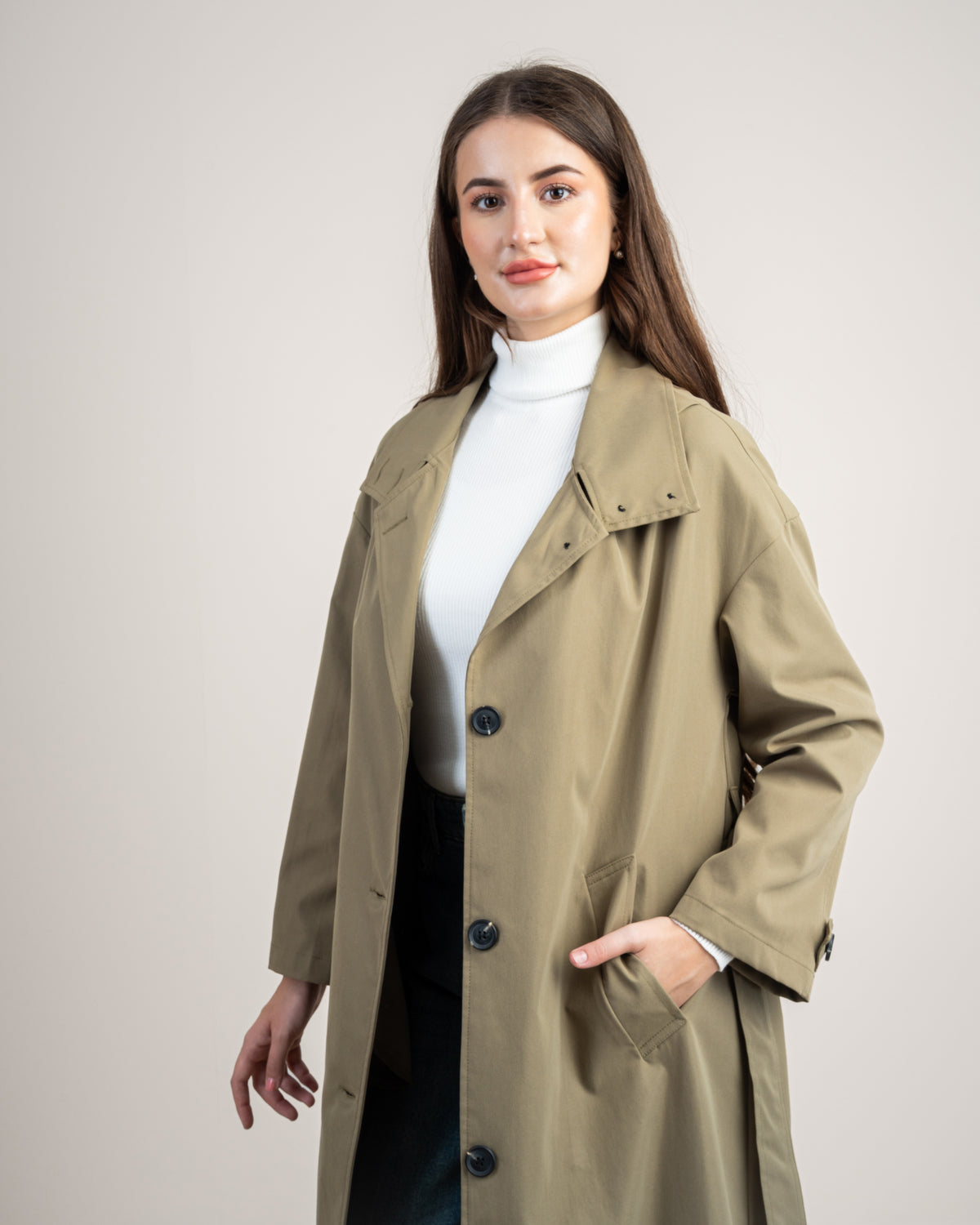 Waterproof Trench Coat - With Belt And Buttons