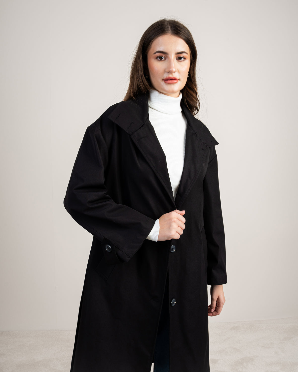 Waterproof Trench Coat - With Belt And Buttons
