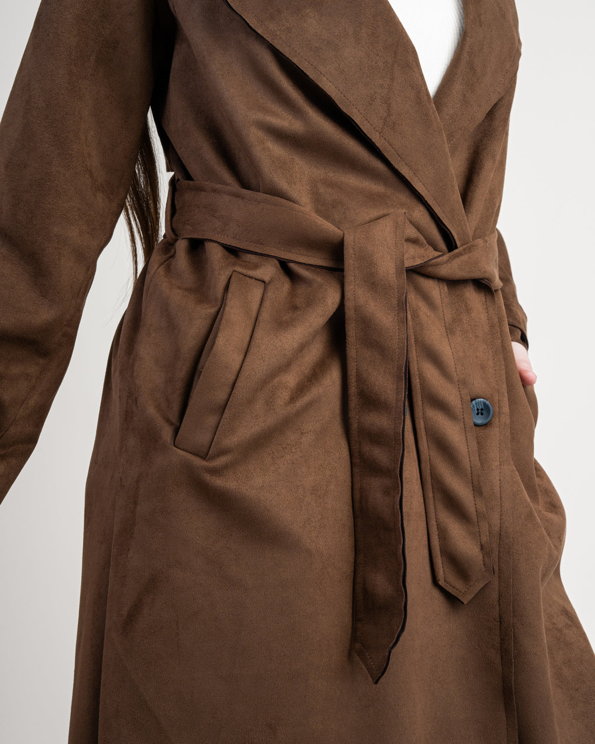 Soft Fabric Trench Coat - With Belt
