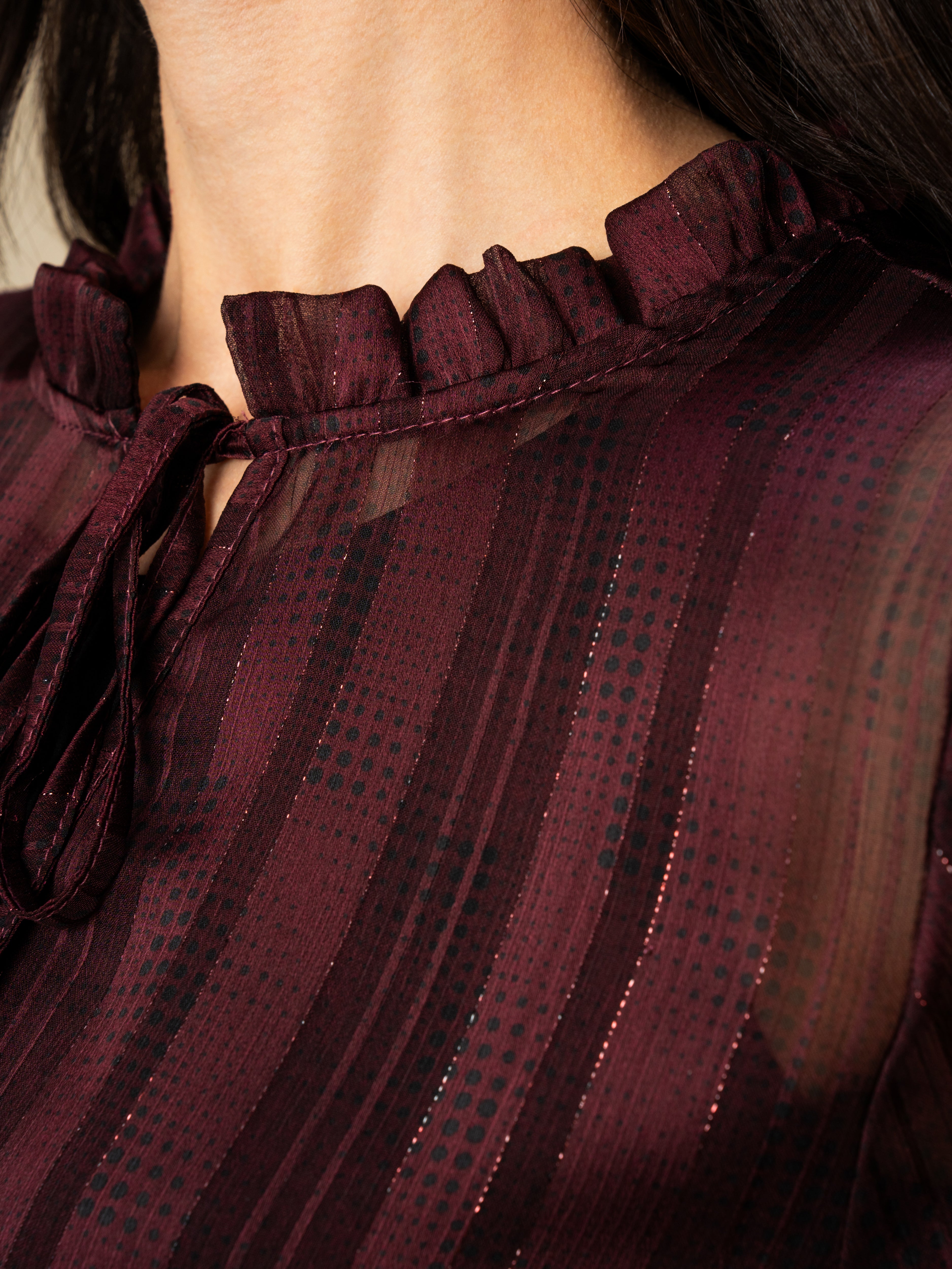 Checked Dress With Elastic Sleeves
