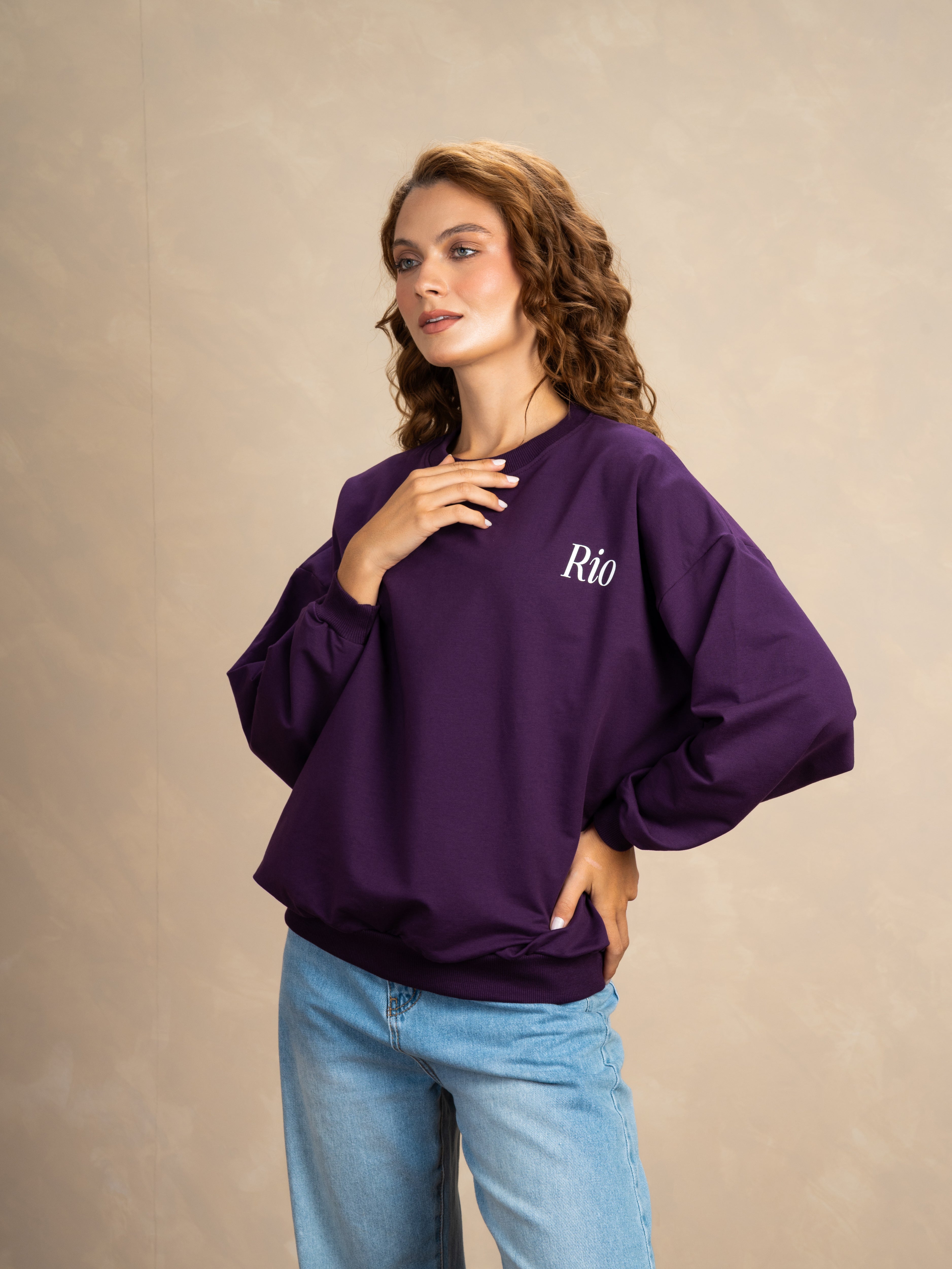 Floral Leaf Back Print Sweatshirt