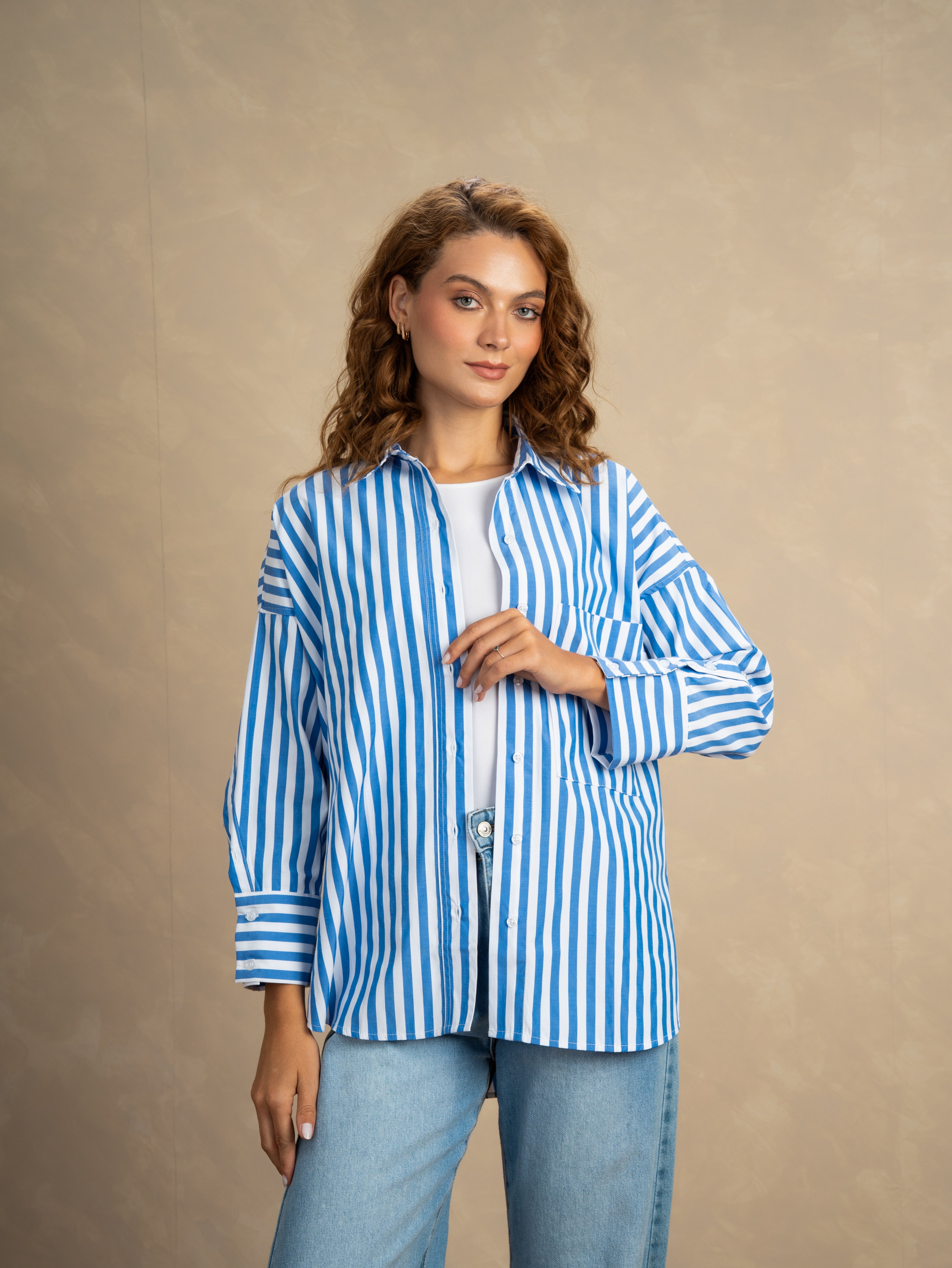Striped Shirt With Oversized Pocket