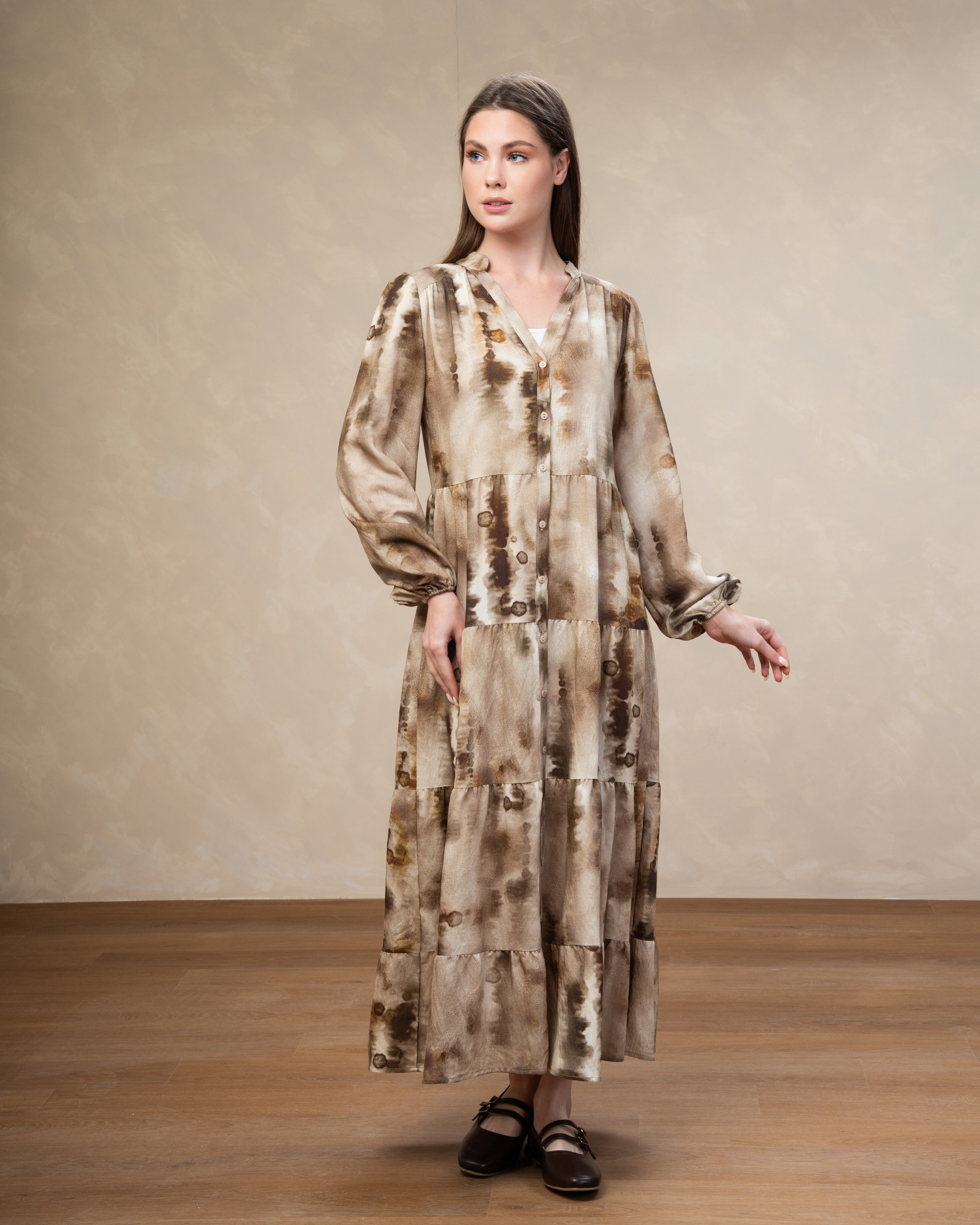 Wide Neck Dress - With Front Buttons