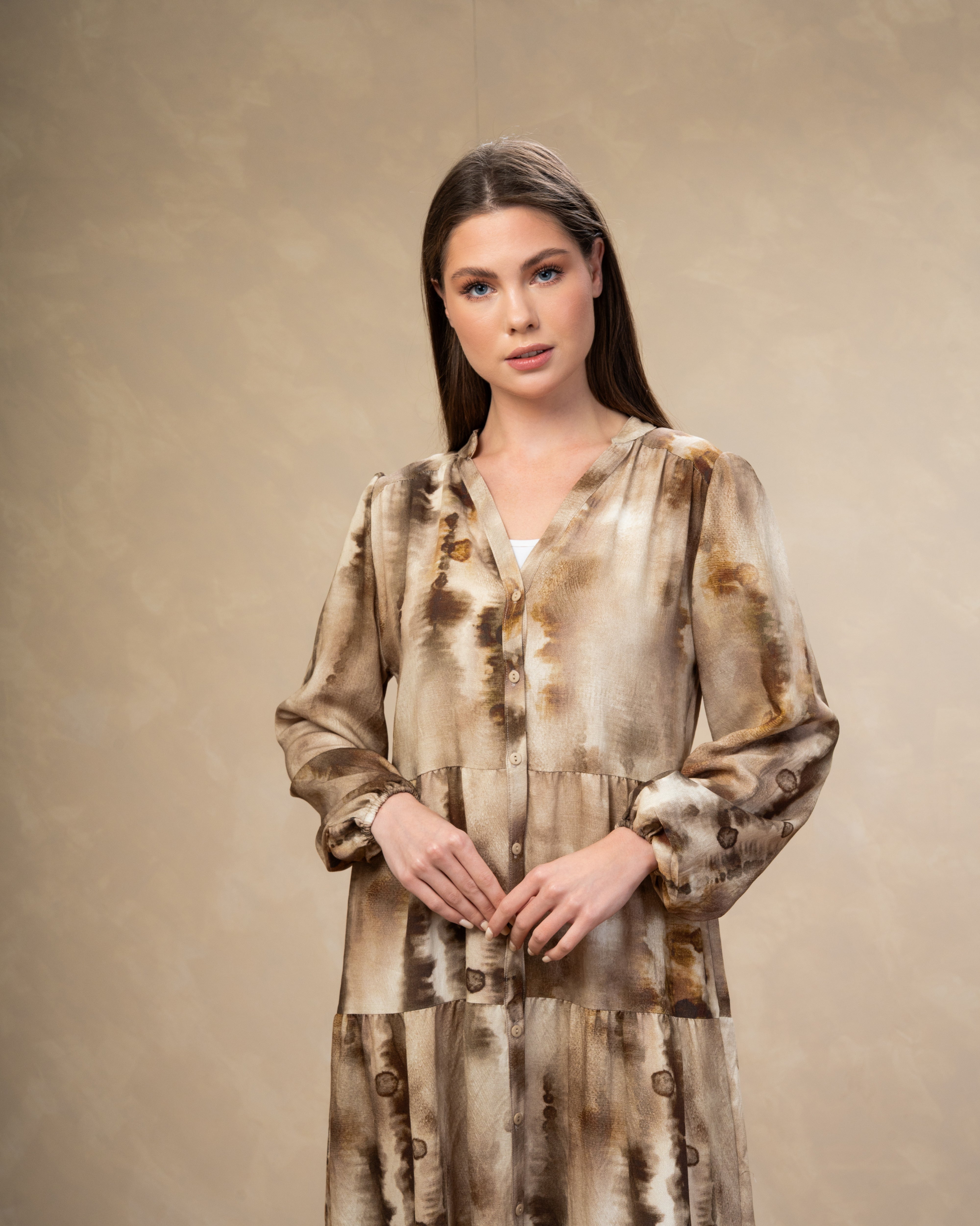 Wide Neck Dress - With Front Buttons