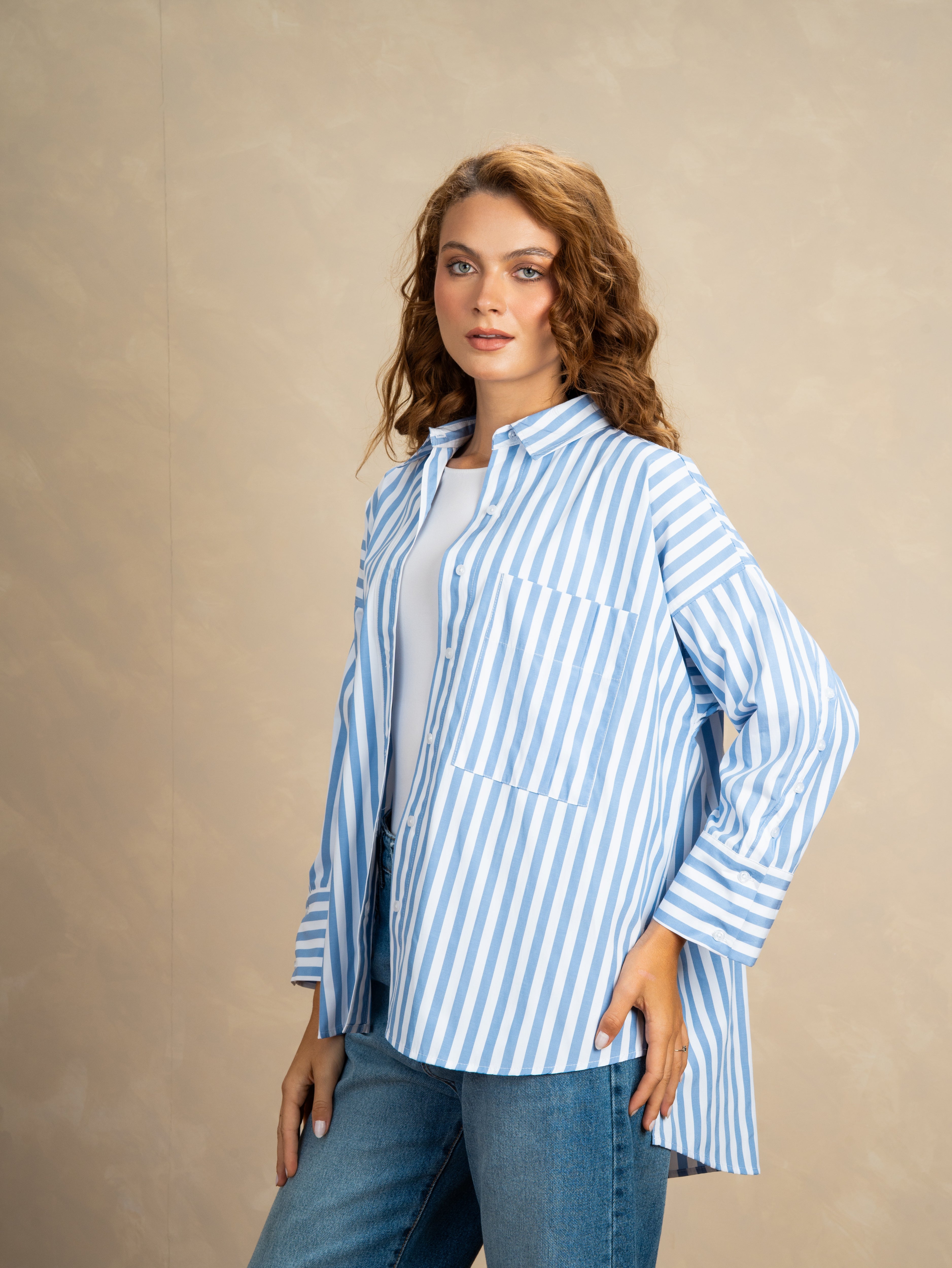 Striped Shirt With Oversized Pocket