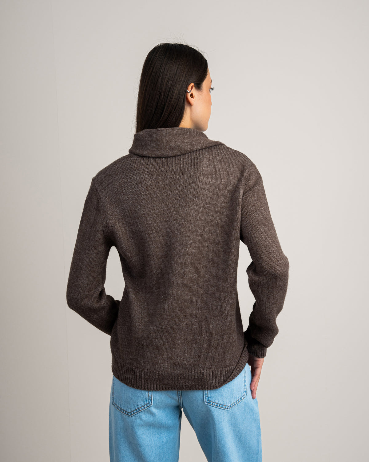 Plain Knitwear Pullover With Scarf