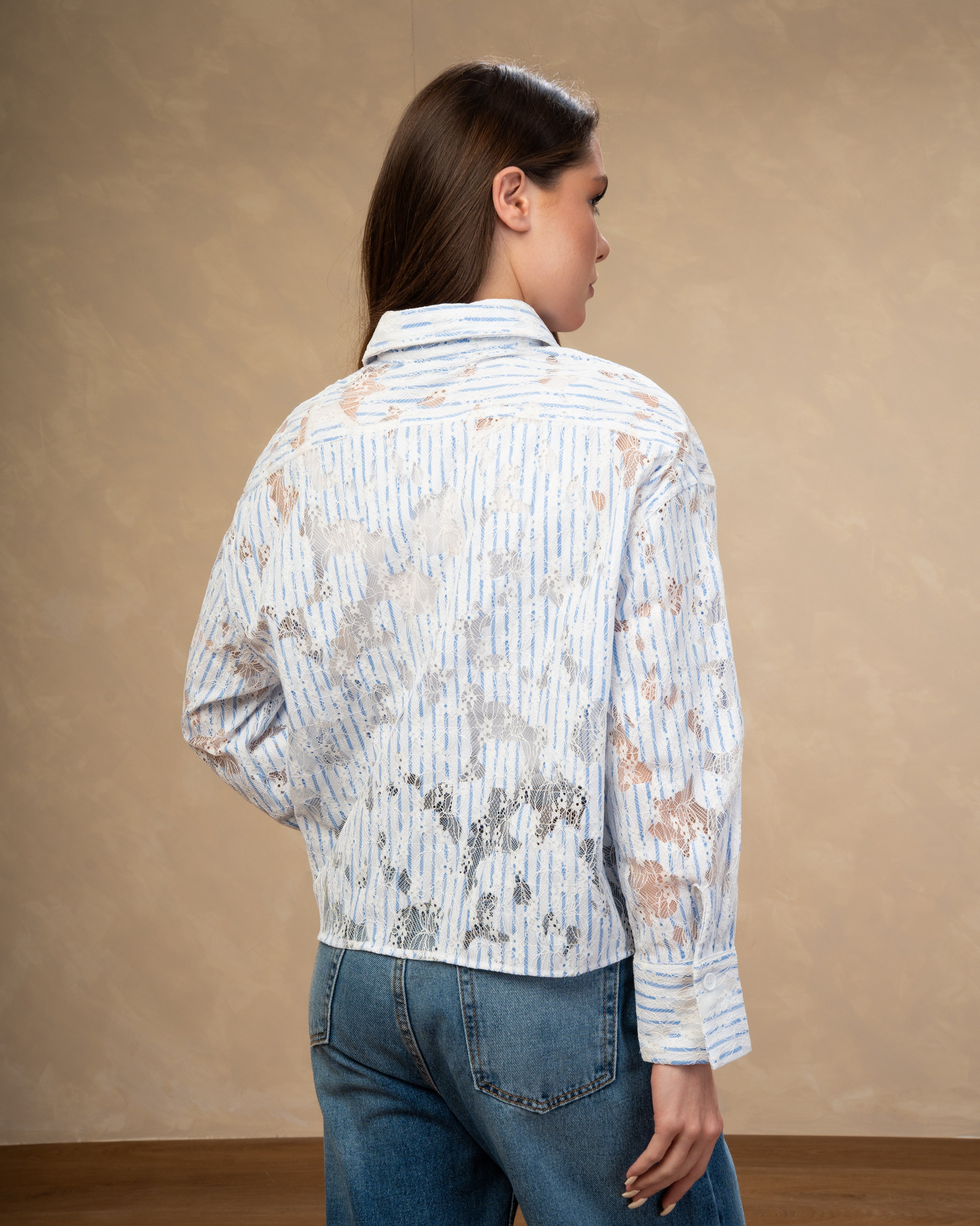 Short Floral Embroidered - Shirt With Chest Pocket