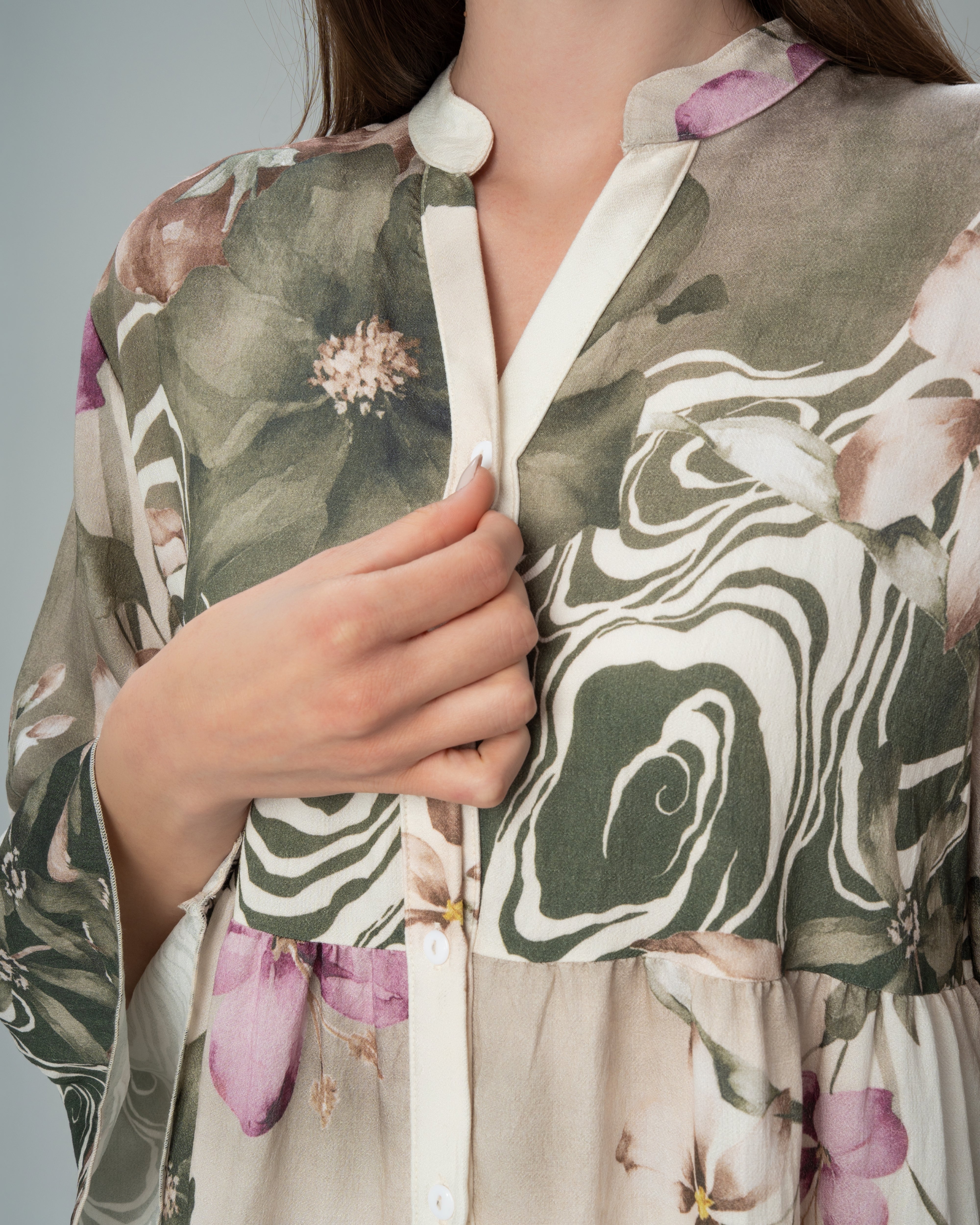 Tiered Floral Dress with Flounce Hem