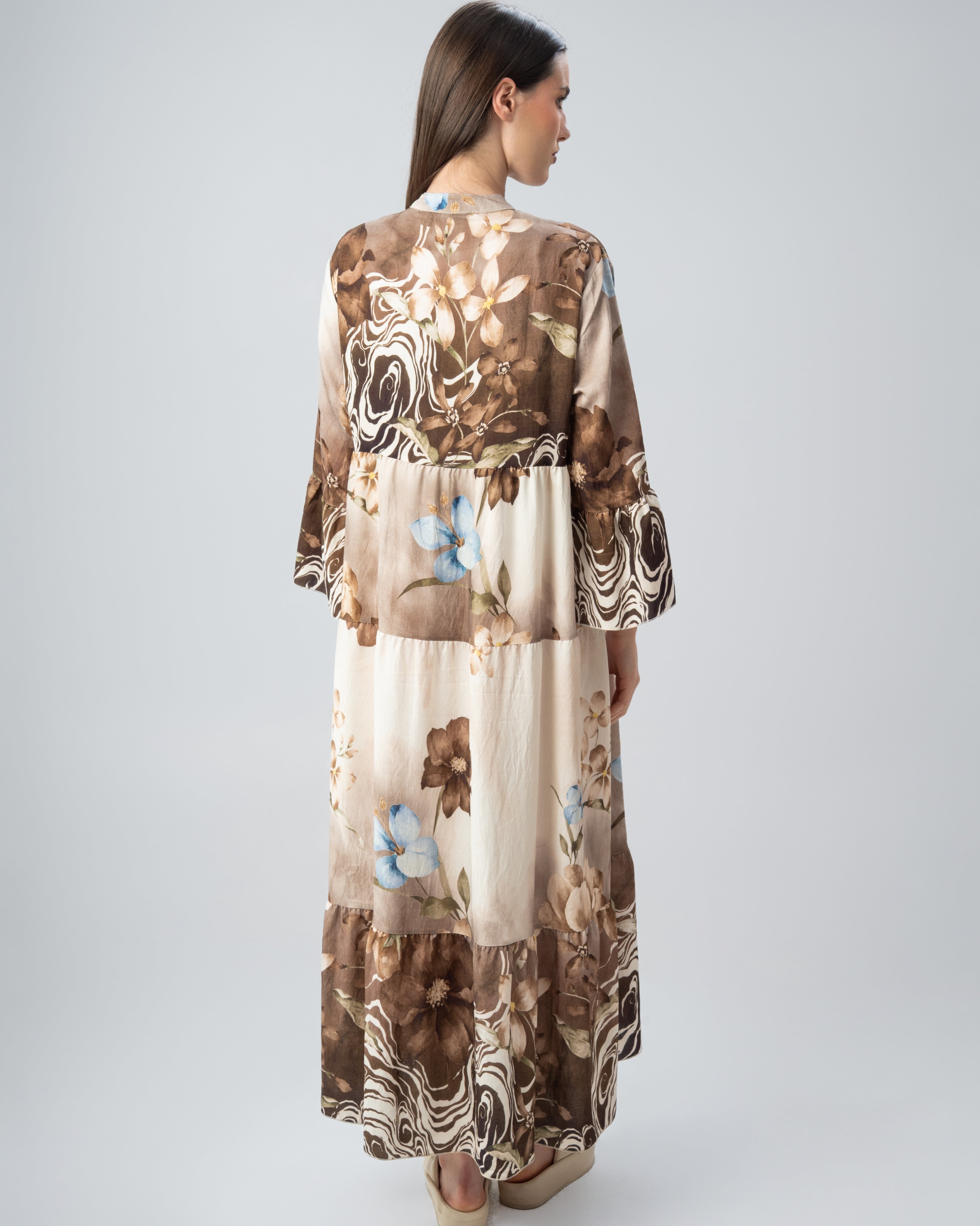 Tiered Floral Dress with Flounce Hem