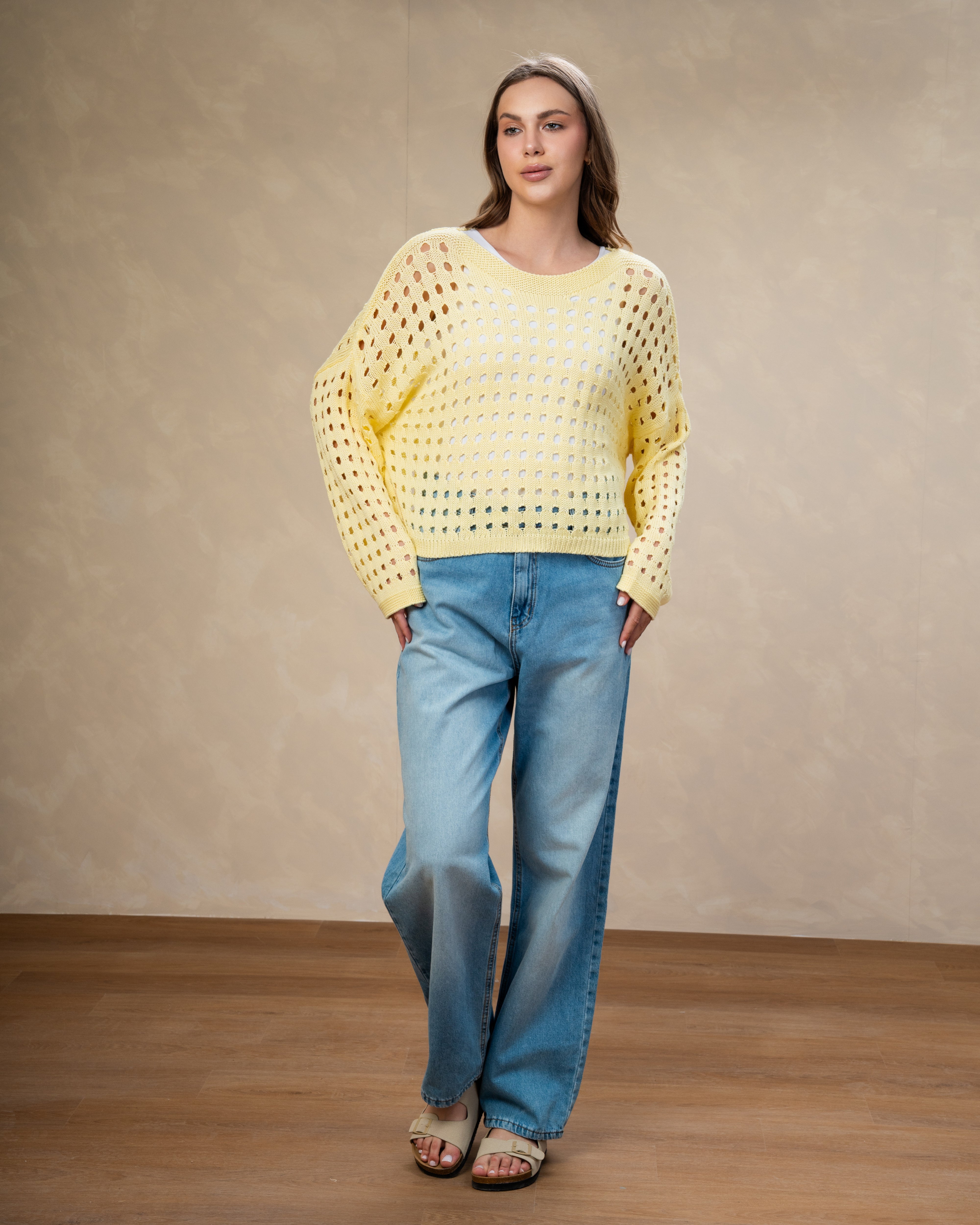 Short Knitwear Body With Cube Pattern