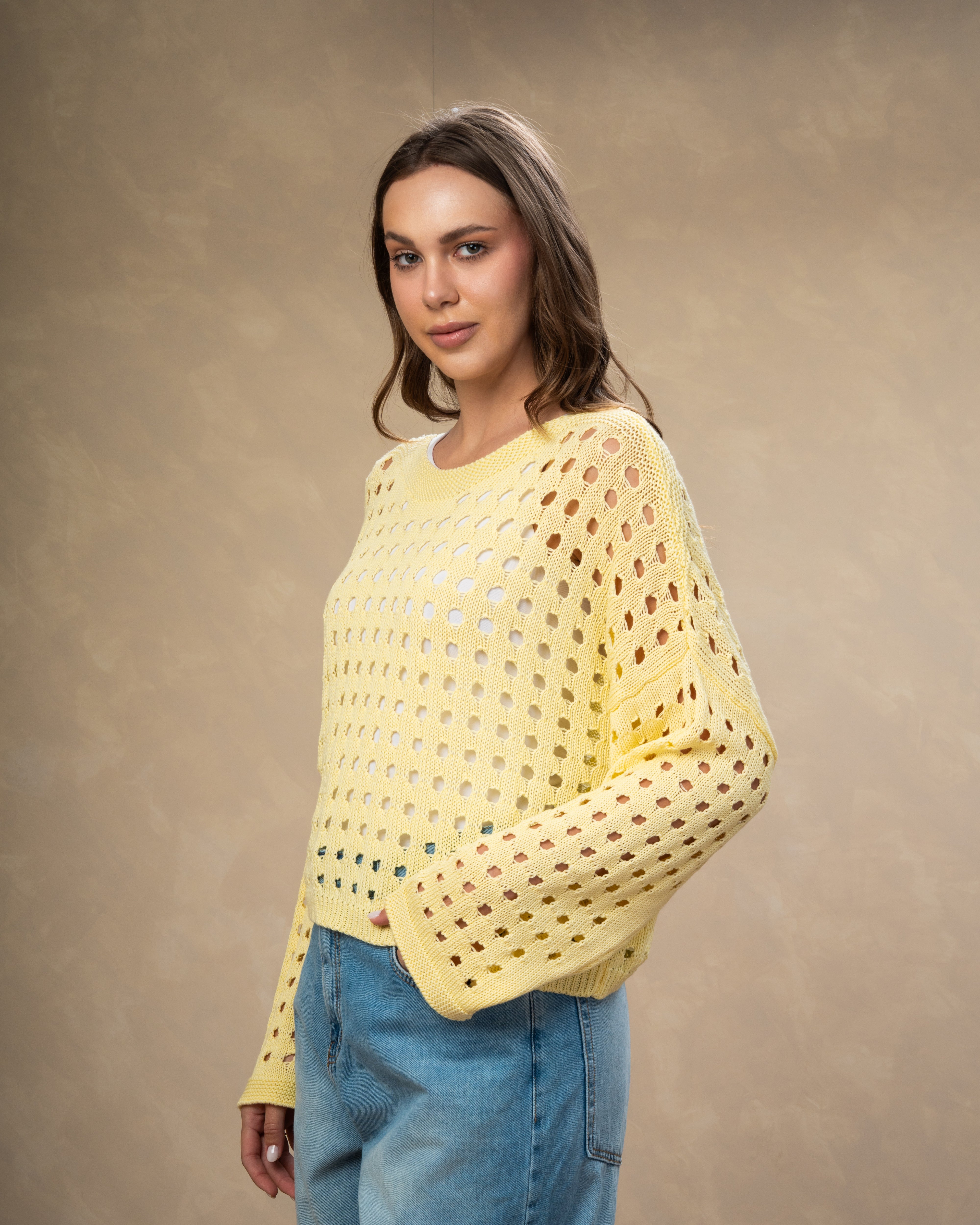 Short Knitwear Body With Cube Pattern