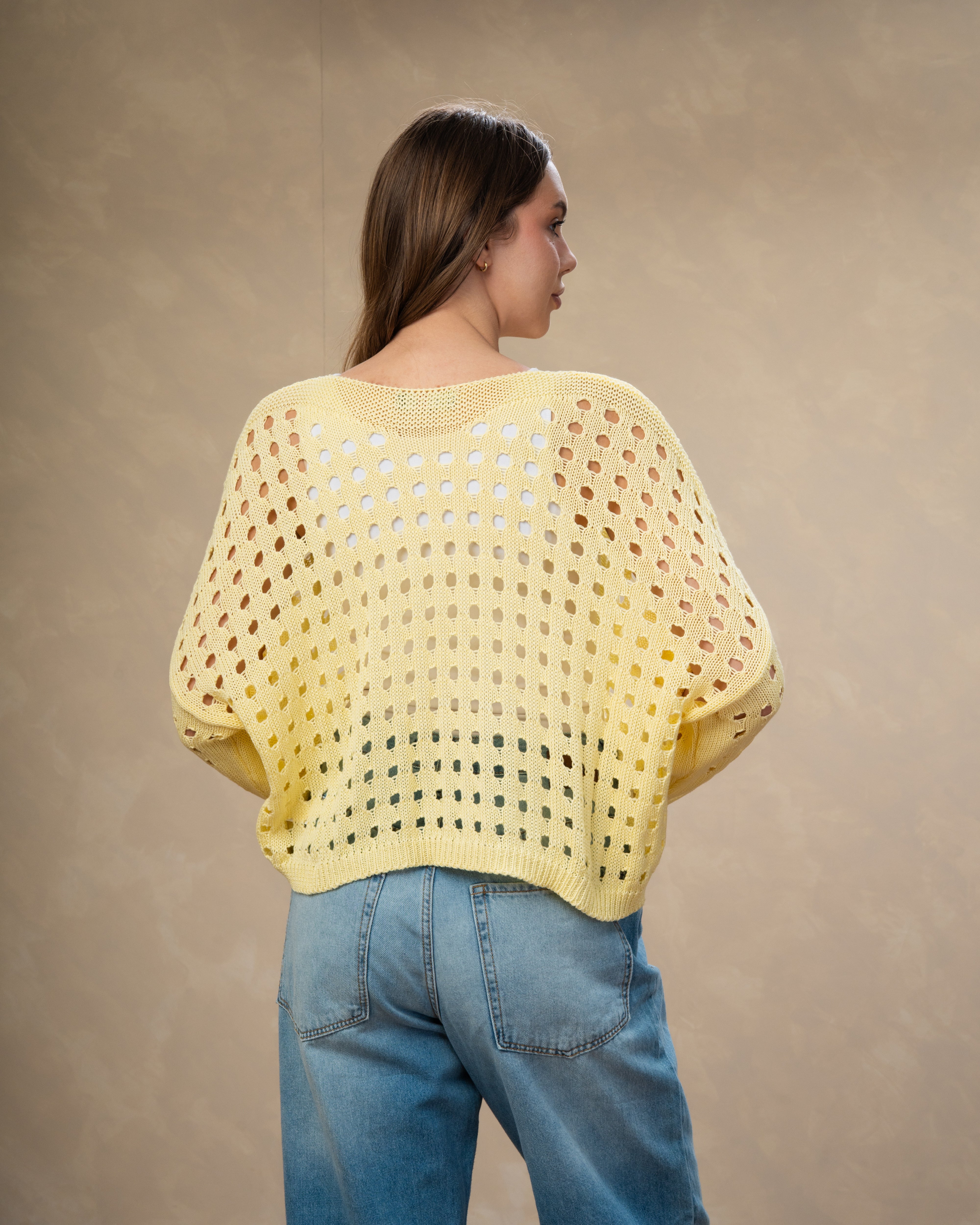 Short Knitwear Body With Cube Pattern