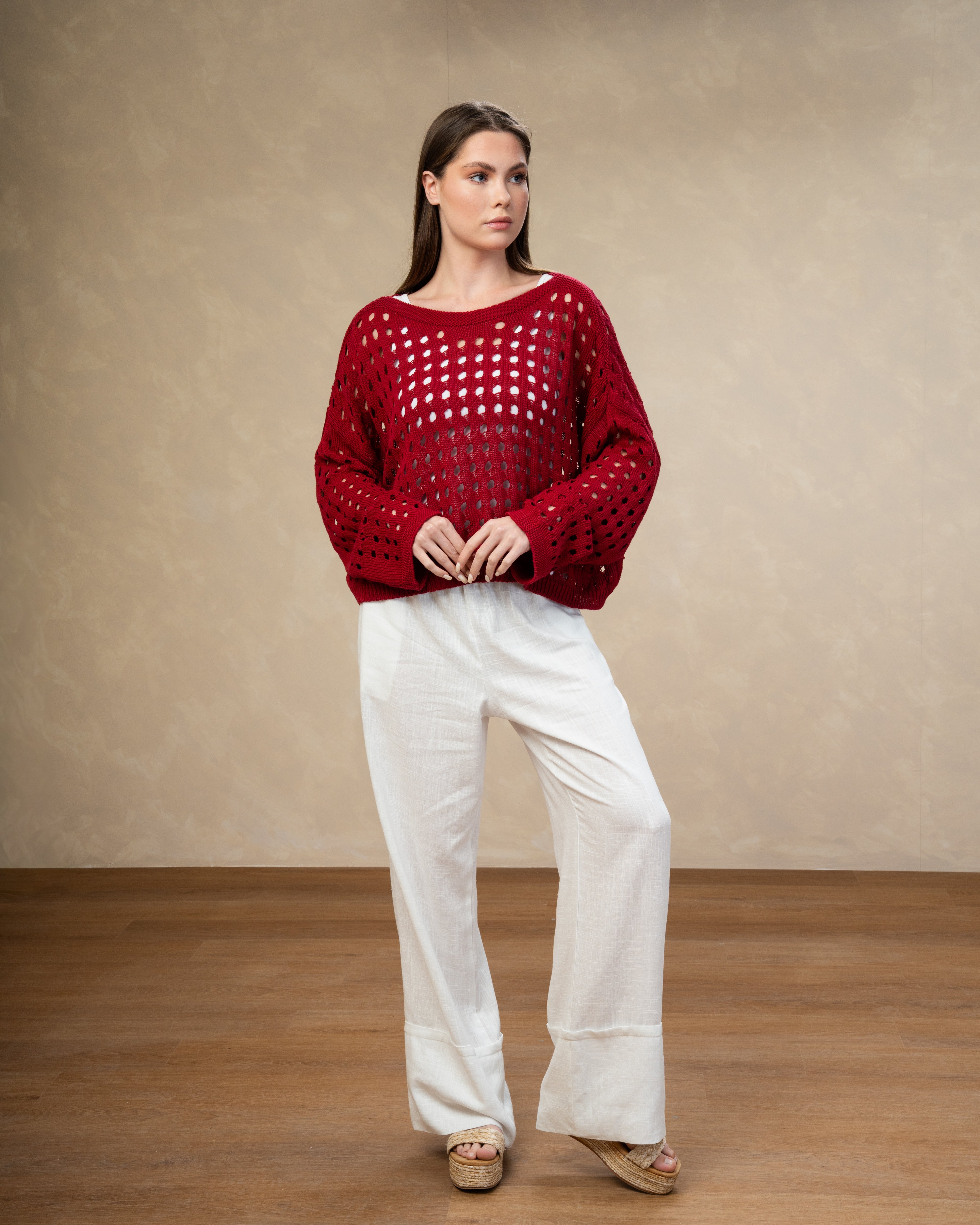Short Knitwear Body With Cube Pattern