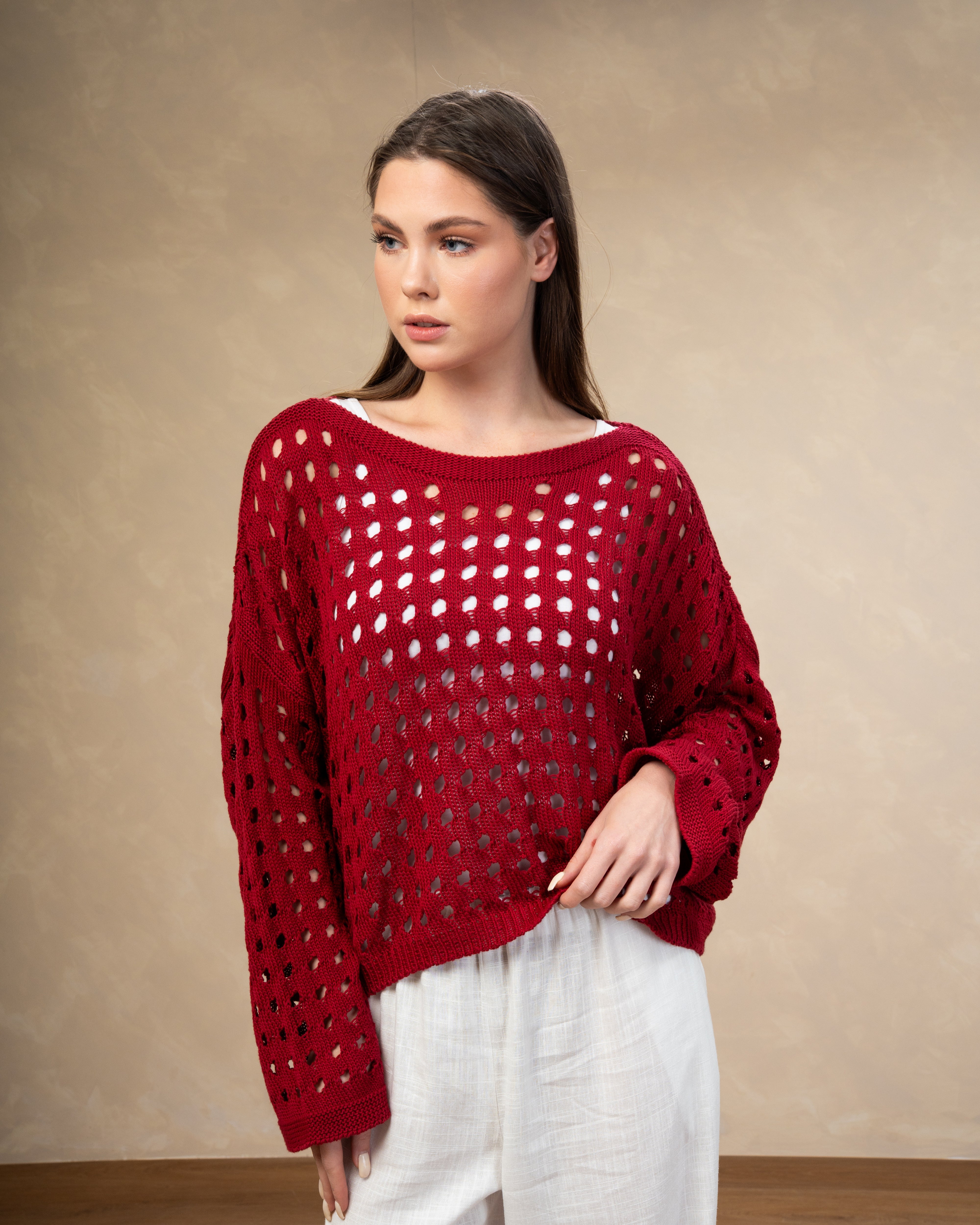 Short Knitwear Body With Cube Pattern