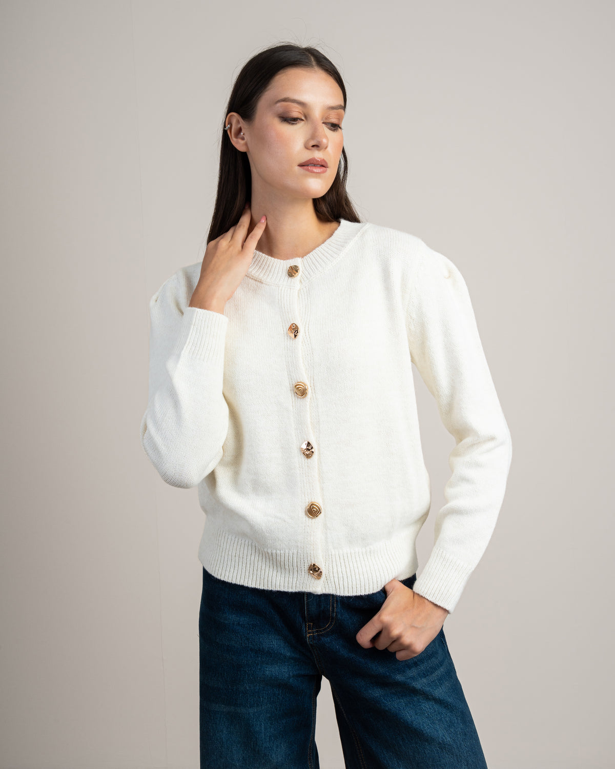 Knitwear Pullover - With Gold Buttons