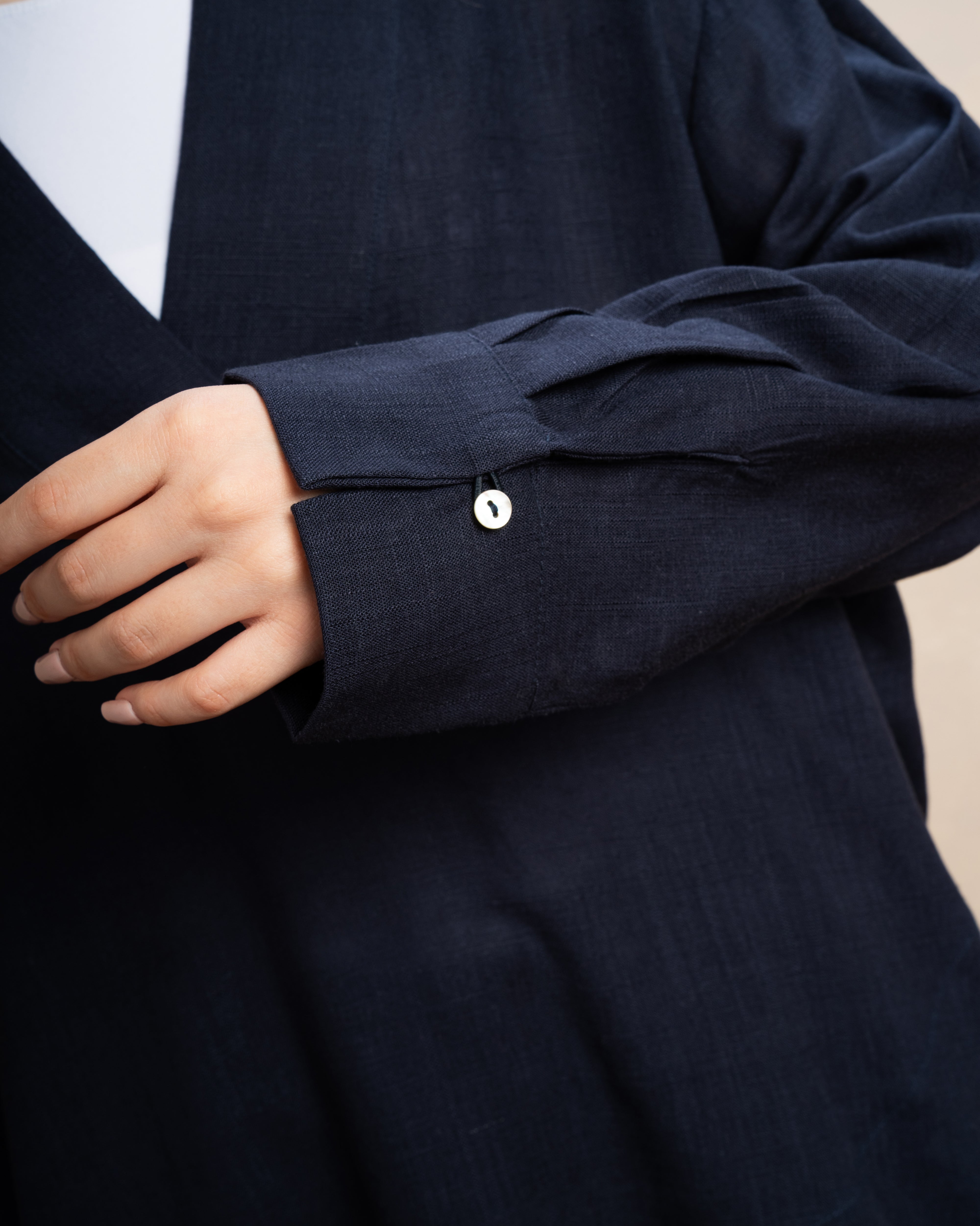 Long Plain Two-Piece Set With Button Cuffs