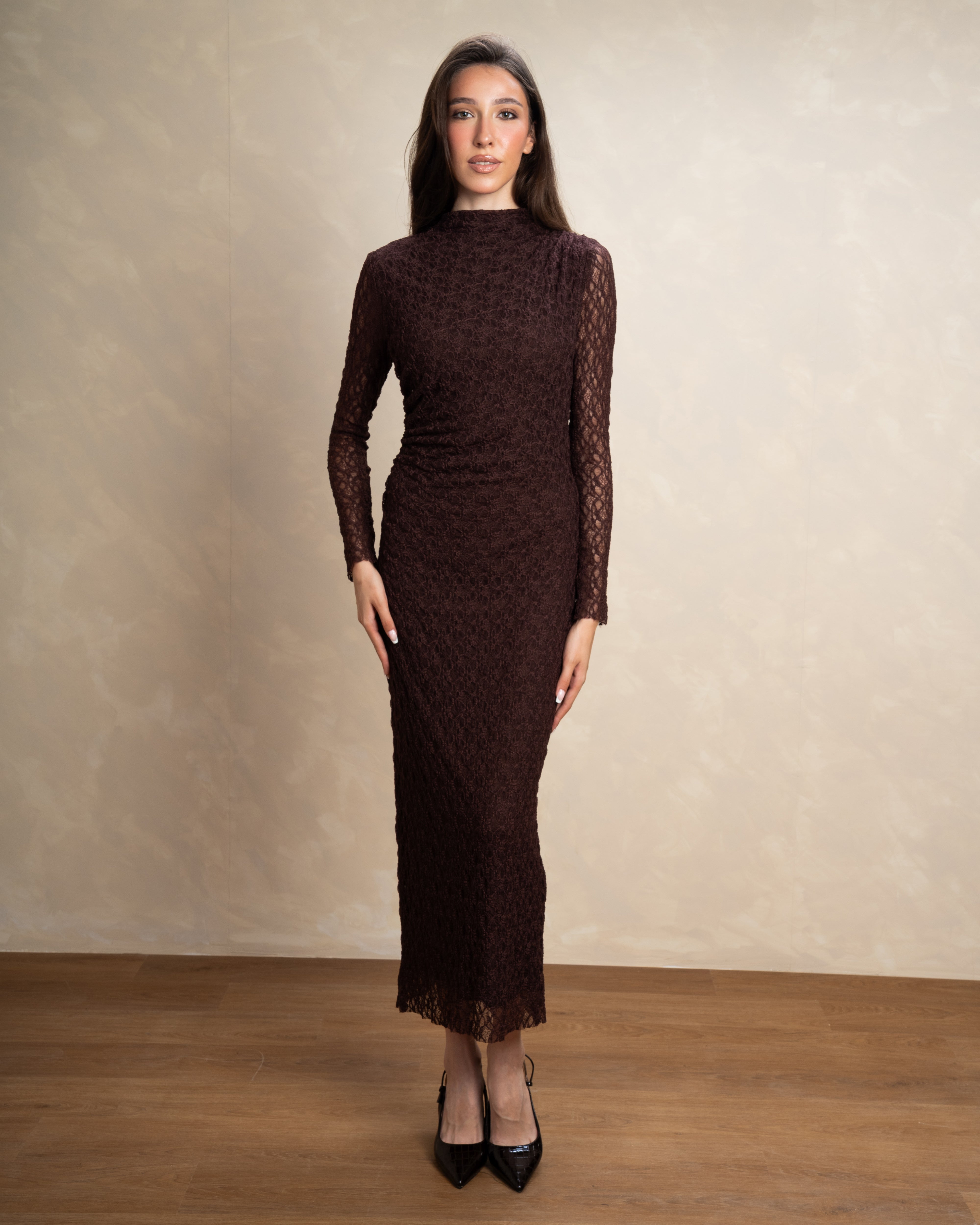 Plain Dress With Braided Sleeves