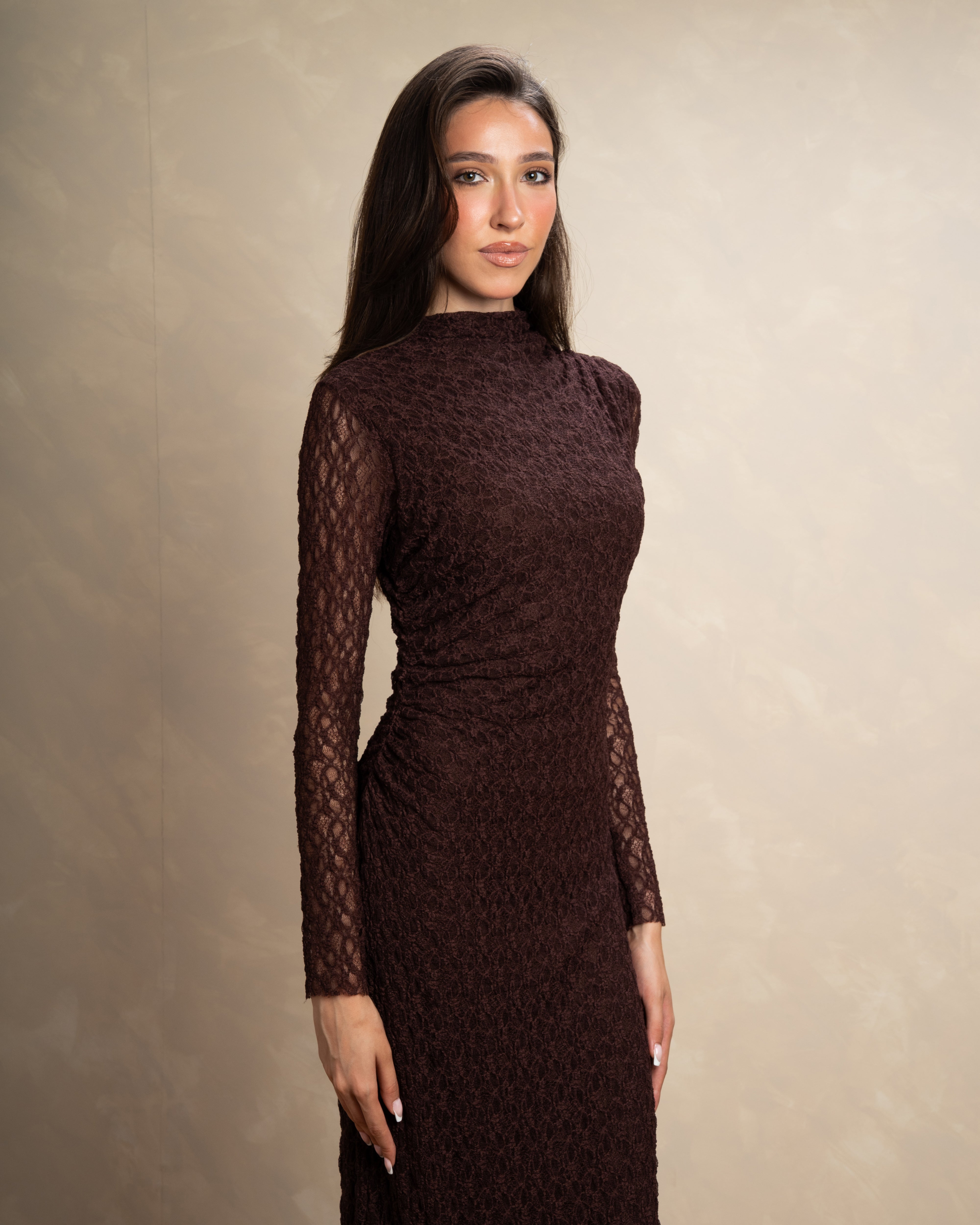 Plain Dress With Braided Sleeves