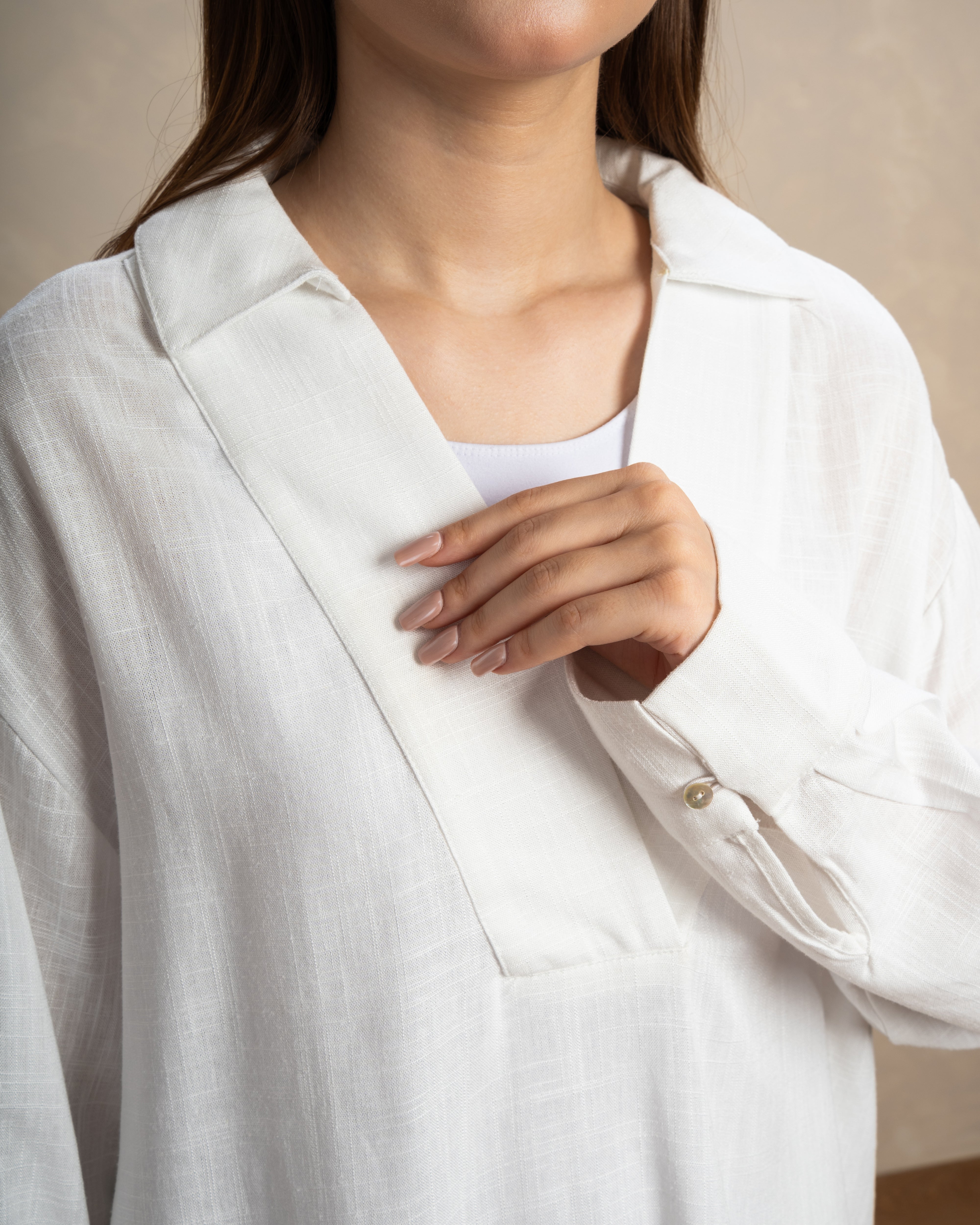 Long Plain Two-Piece Set With Button Cuffs