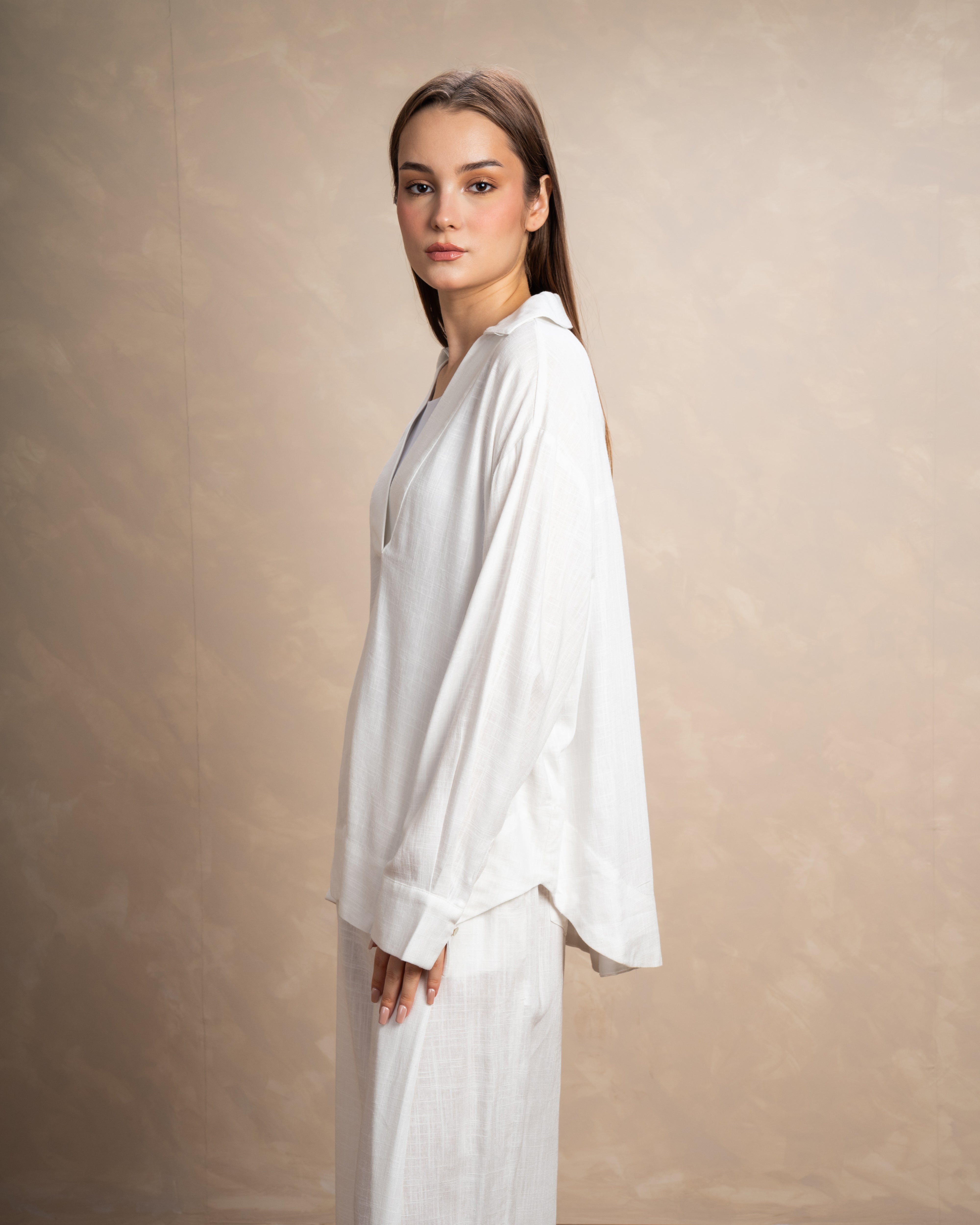 Long Plain Two-Piece Set With Button Cuffs