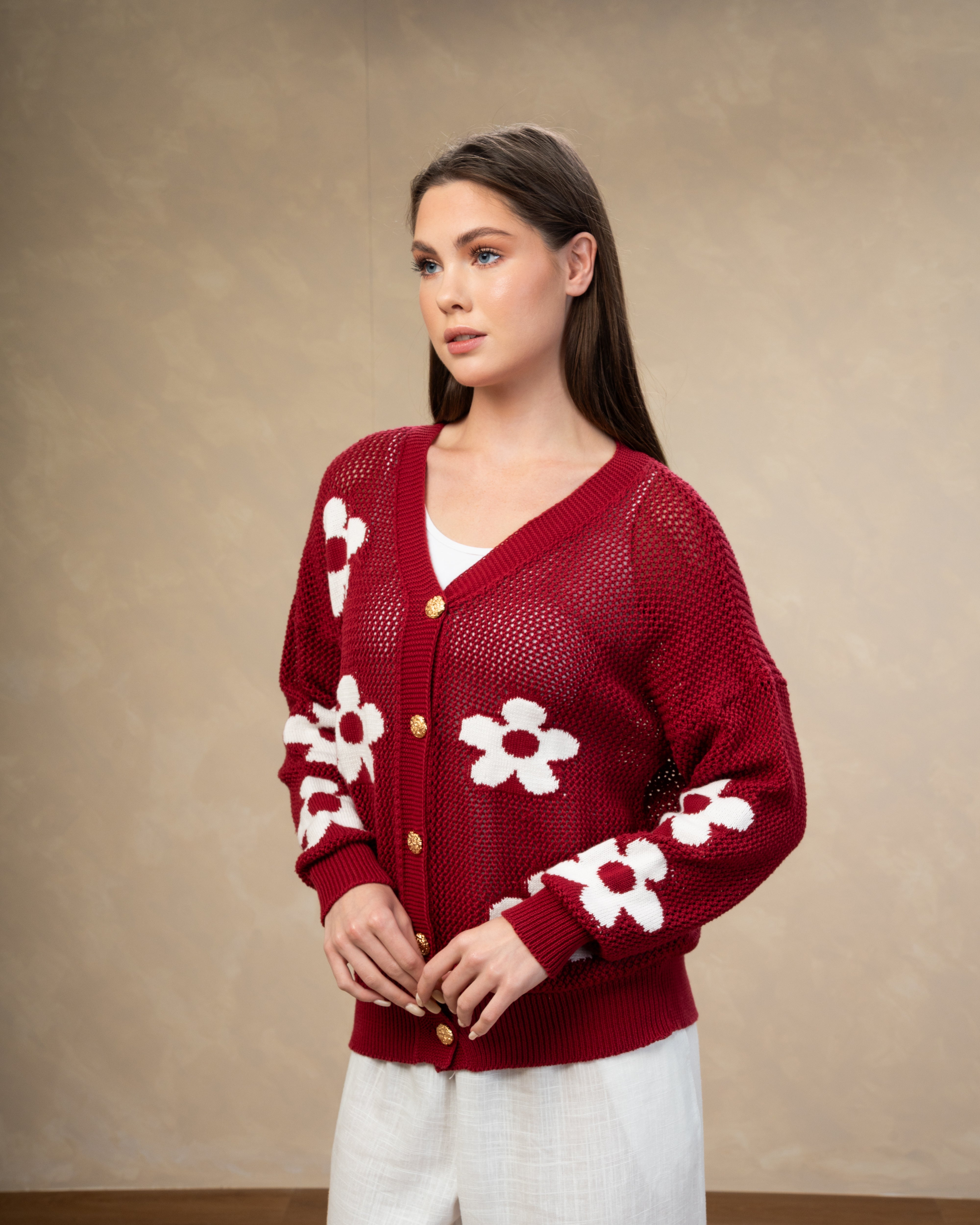 Knitwear Cardigan With Floral Embroidery