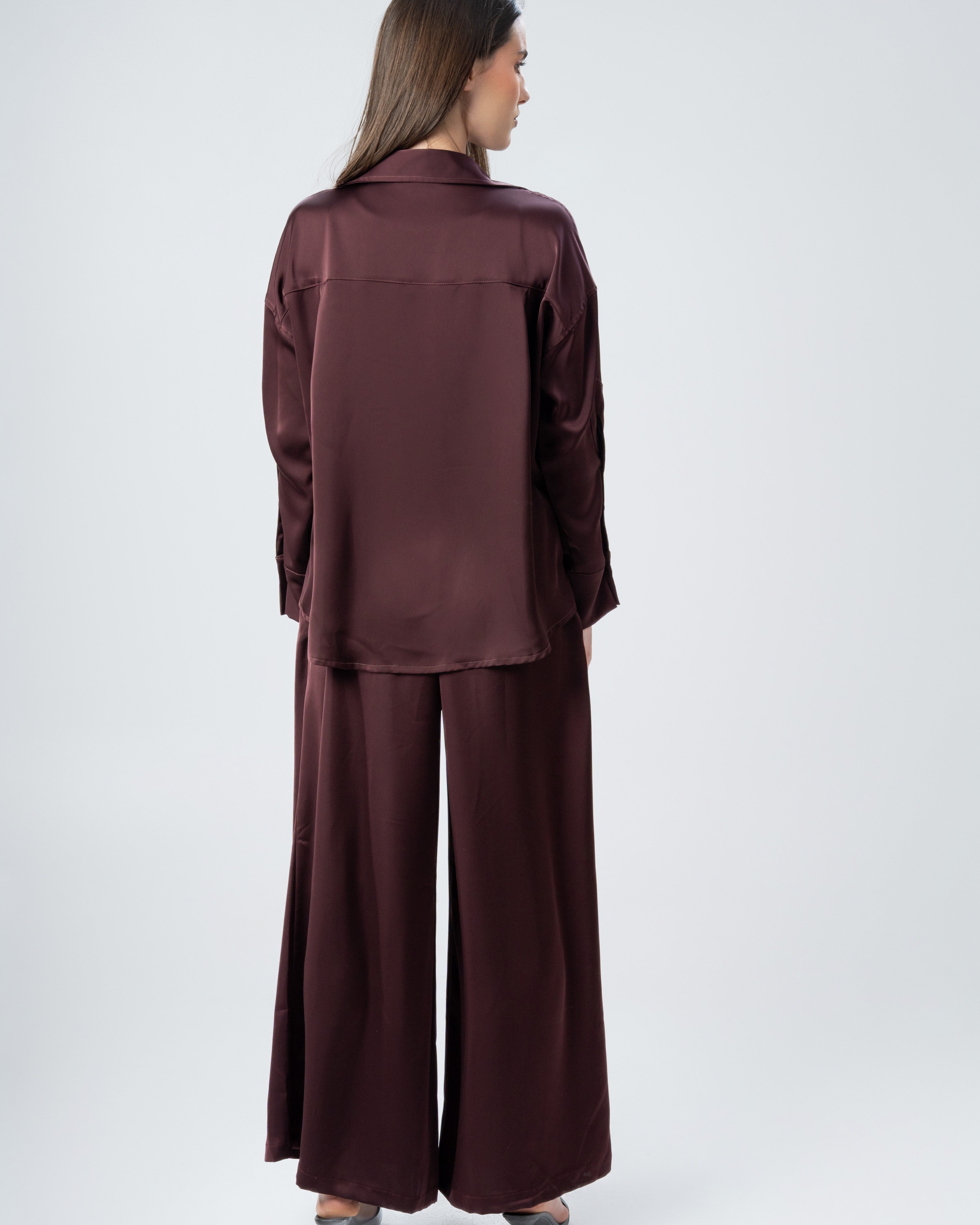 Plain Satin Shirt With Chest - Pocket And Buttons